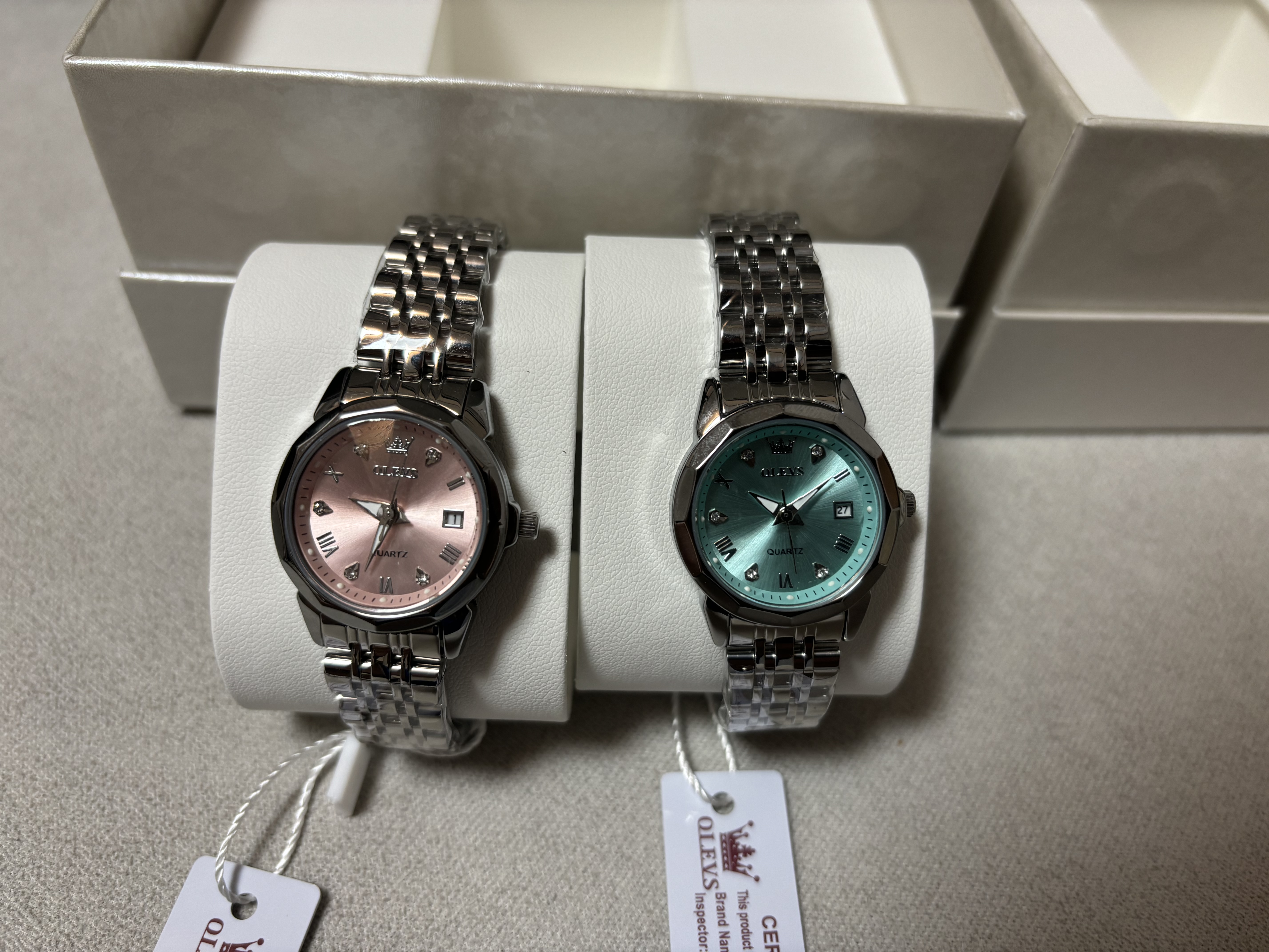 欧利时（OLEVS）瑞士认证品牌手表女简约气质女士手表日历夜光防水石英表轻奢女款 OLEVS-9931-钢带本粉女 实拍图