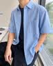 优衣库棉麻衬衫/短袖男装女装衬衣26春夏新款482502 64 湖蓝色 L 实拍图