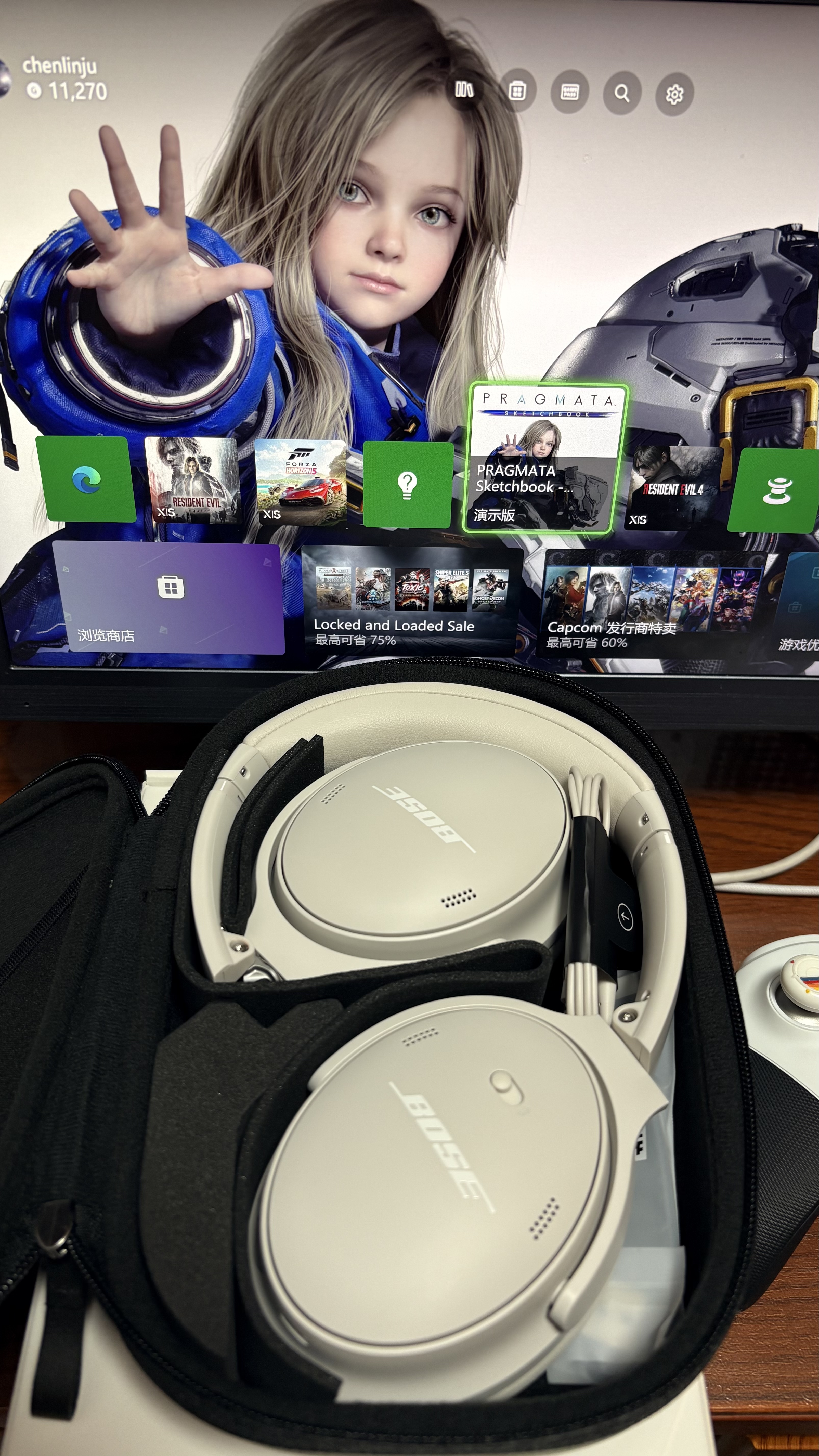 BOSE QuietComfort 消噪耳机 无线消噪蓝牙耳机头戴式主动降噪耳机 QC45升级款 动态音质均衡 QC45升级款-晨雾白 实拍图