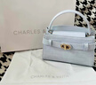 CHARLES&KEITH鳄鱼纹凯莉包手提斜挎婚包包女包生日礼物送女友CK2-50270880-1 Sea Salt Blue海盐蓝（新色） S 实拍图