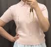 优衣库棉莫代尔混纺POLO领针织衫/短袖女装26春夏新款484607 11 粉红色 L 实拍图
