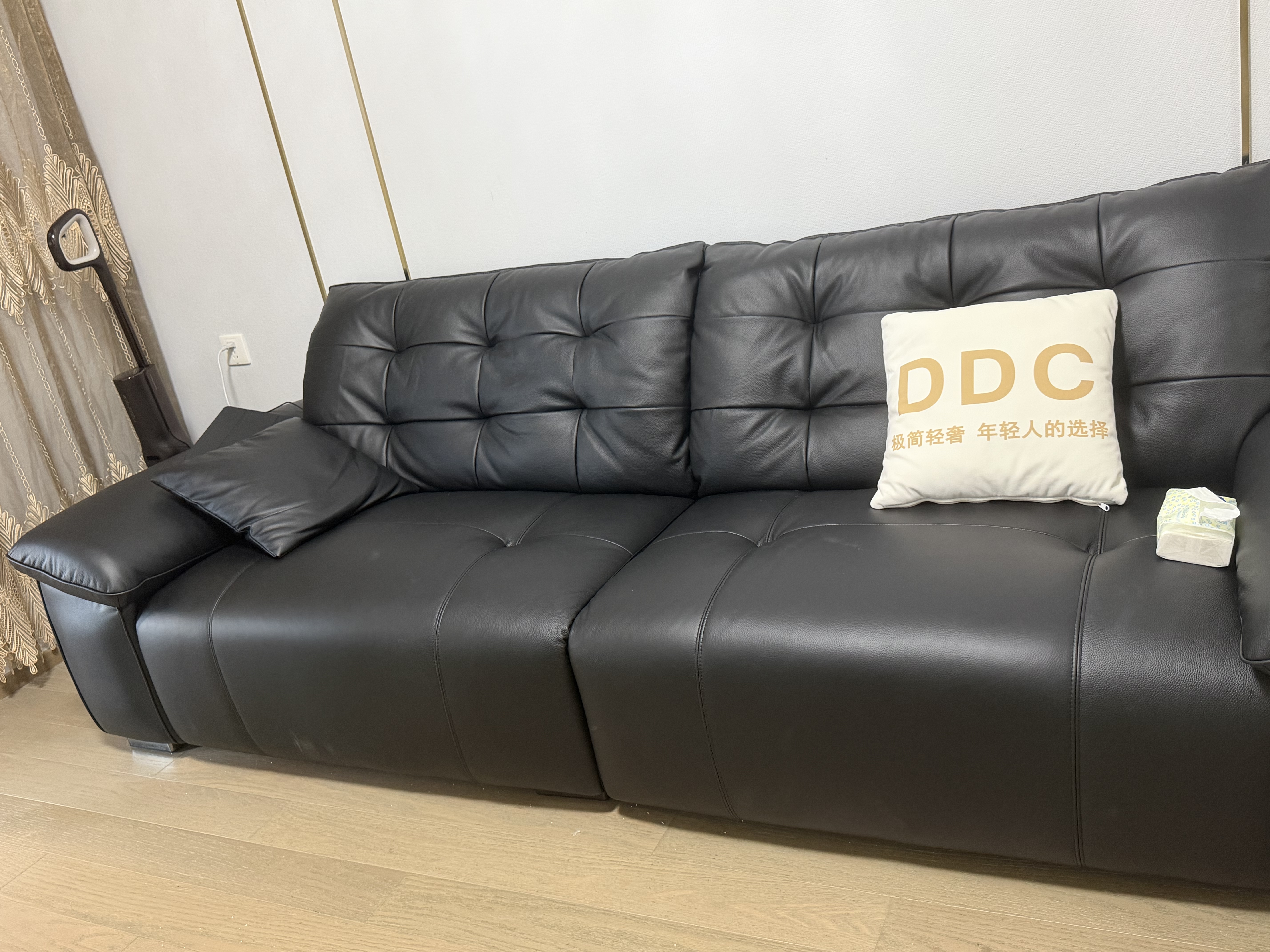 DDC意式极简真皮艺沙发简约客厅轻奢高级感2026新款熊抱电动功能沙发 2.6M直排（普通无功能款） 旗舰版【接触面亚盛S+头层牛皮+松木框架】 实拍图