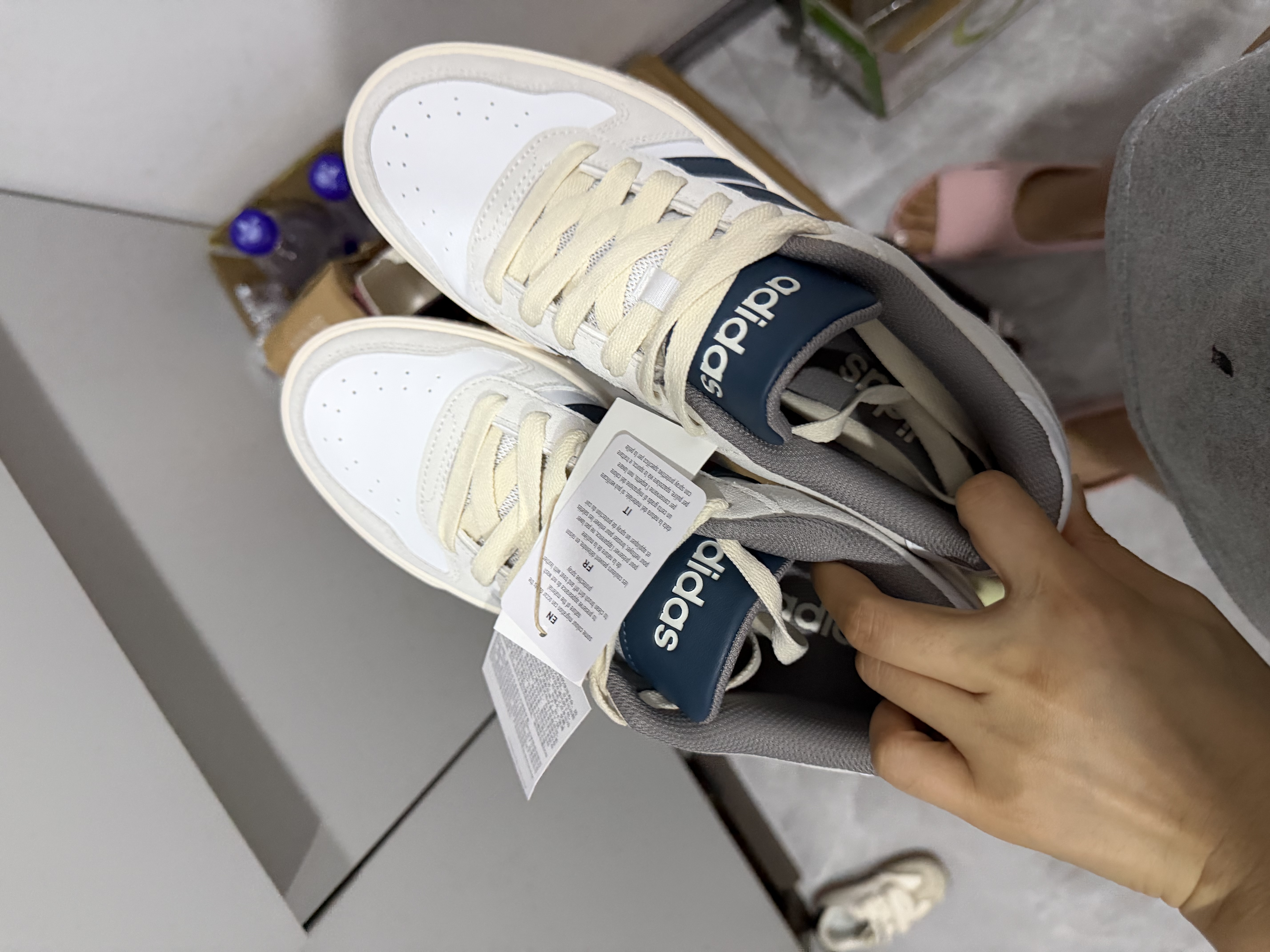 adidas「小锯齿」D-PAD CLASSIC美高风篮球风板鞋男女阿迪达斯 白色/遗迹蓝/棕色   41 实拍图