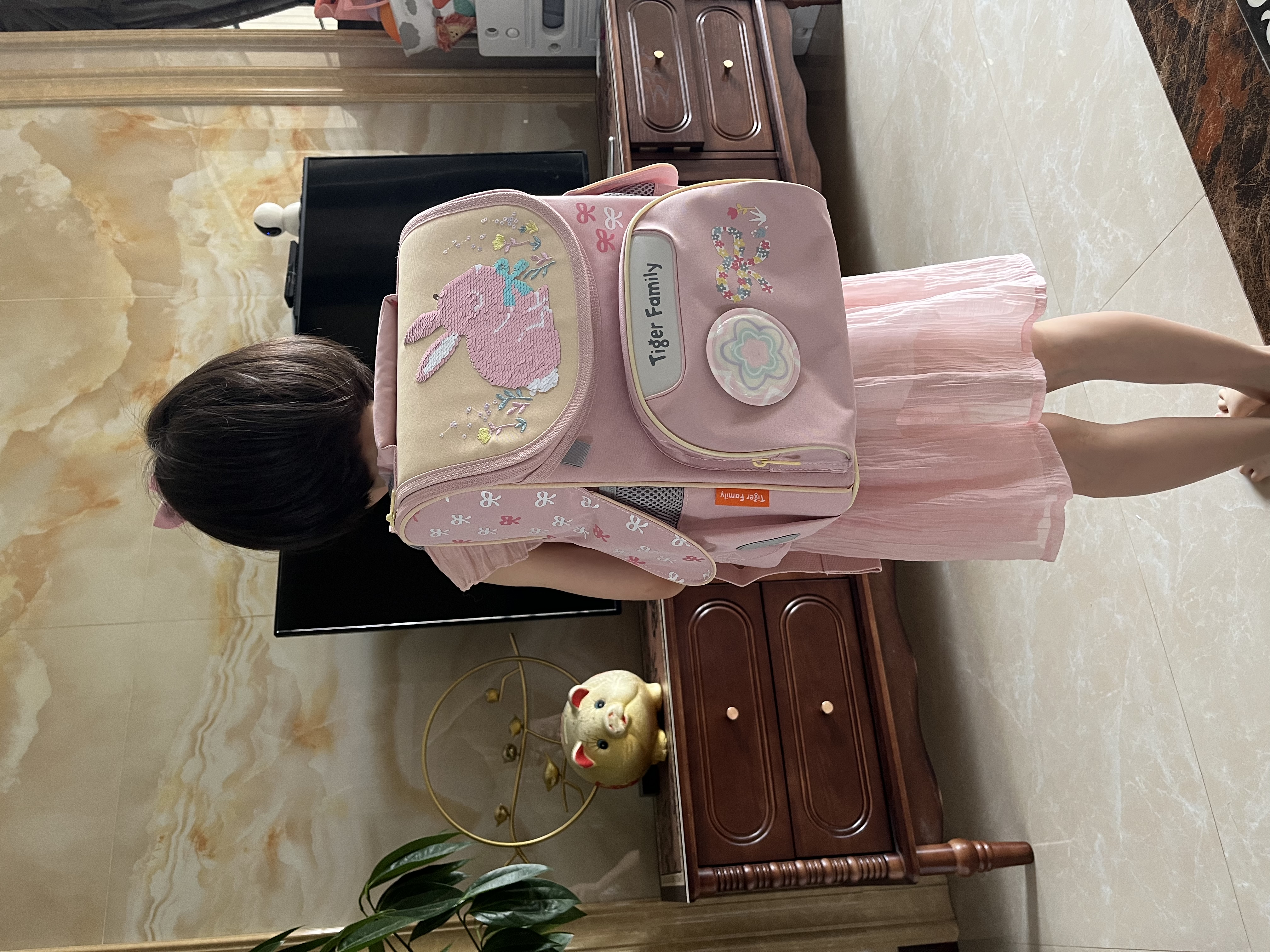 TigerFamily虎米小学生书包1-3年级减负护脊大容量双肩背包 小童【可翻珠片】小兔乐园 #小贵族 实拍图
