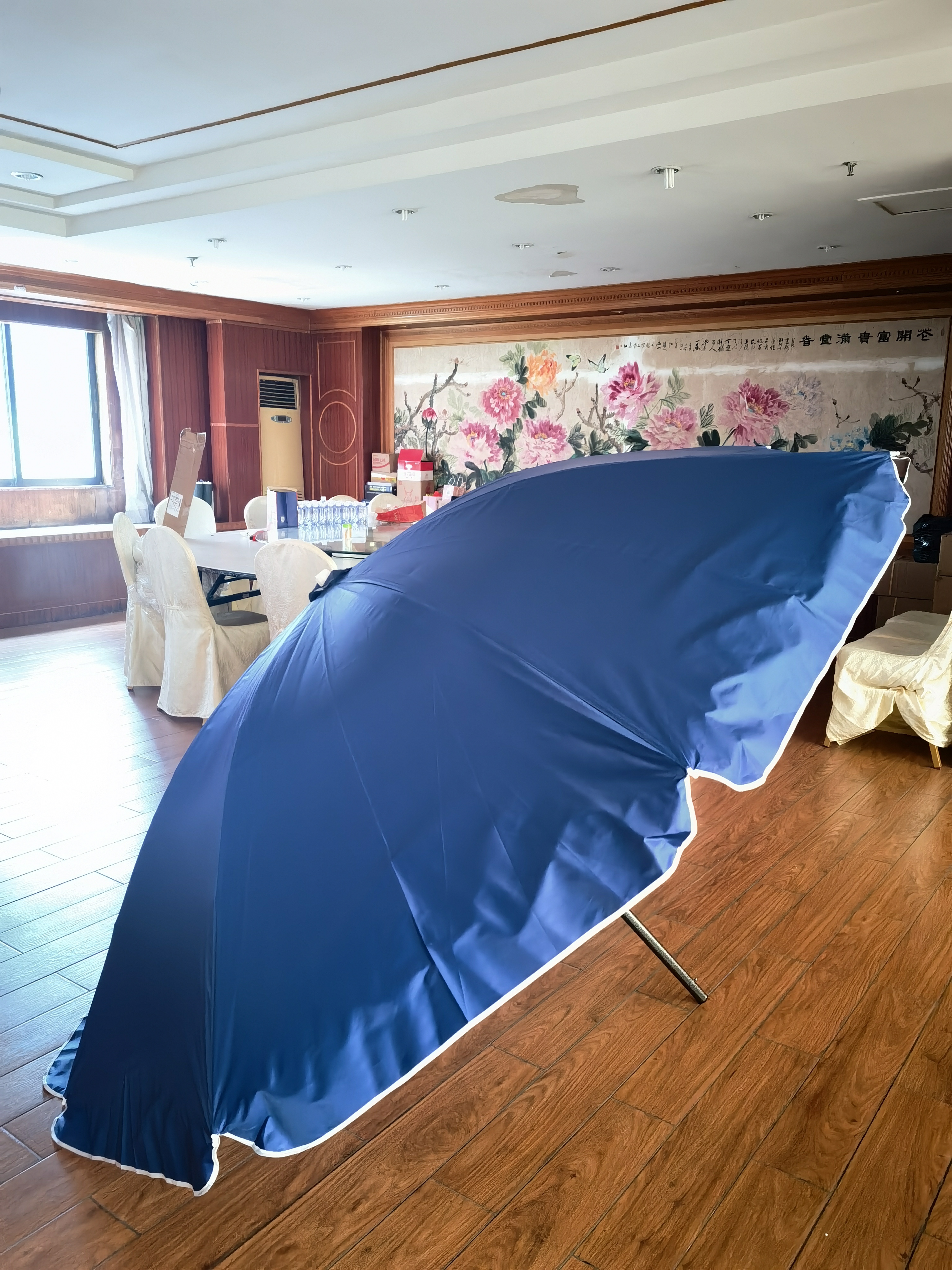 逸飞恒户外遮阳伞大号摆摊伞大型雨伞太阳伞沙滩伞防晒广告庭院伞大伞 双层2.4米蓝三层架/银胶加厚 实拍图
