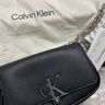 Calvin Klein休闲通勤单肩包礼物链条包包金属字母旋扣翻盖CK女包斜挎马鞍包 实拍图