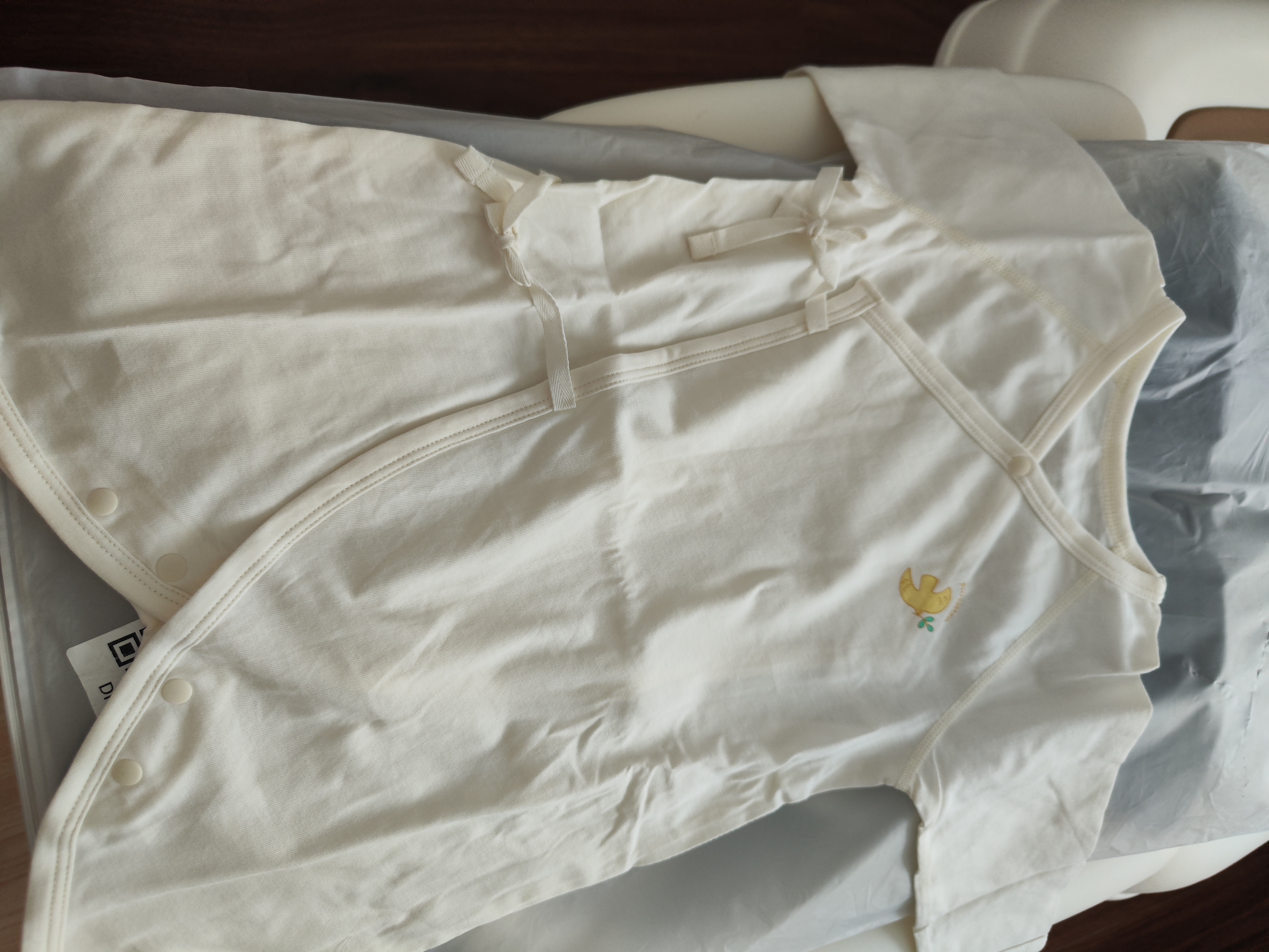 全棉时代新生儿衣服婴儿针织蝴蝶衣纯棉四季连体服【京东专供】 连+白59码 实拍图