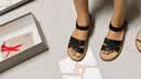 红蜻蜓妈妈凉鞋女26夏季牛皮软底防滑不累脚中老年凉鞋WJK24842P 黑色38 实拍图