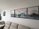 Sixpoetry 客厅装饰画现代简约沙发背景墙壁画轻奢三联晶瓷画大气高档挂画 家和万事兴（铝合金外框） 晶瓷画左右50*70+中间100*70亮面 实拍图