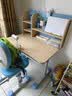 读书郎儿童学习书桌椅套装多功能可升降中小学生桌椅子写字桌家用课桌 三层高书架+手摇椅+9cm真追背蓝 实拍图