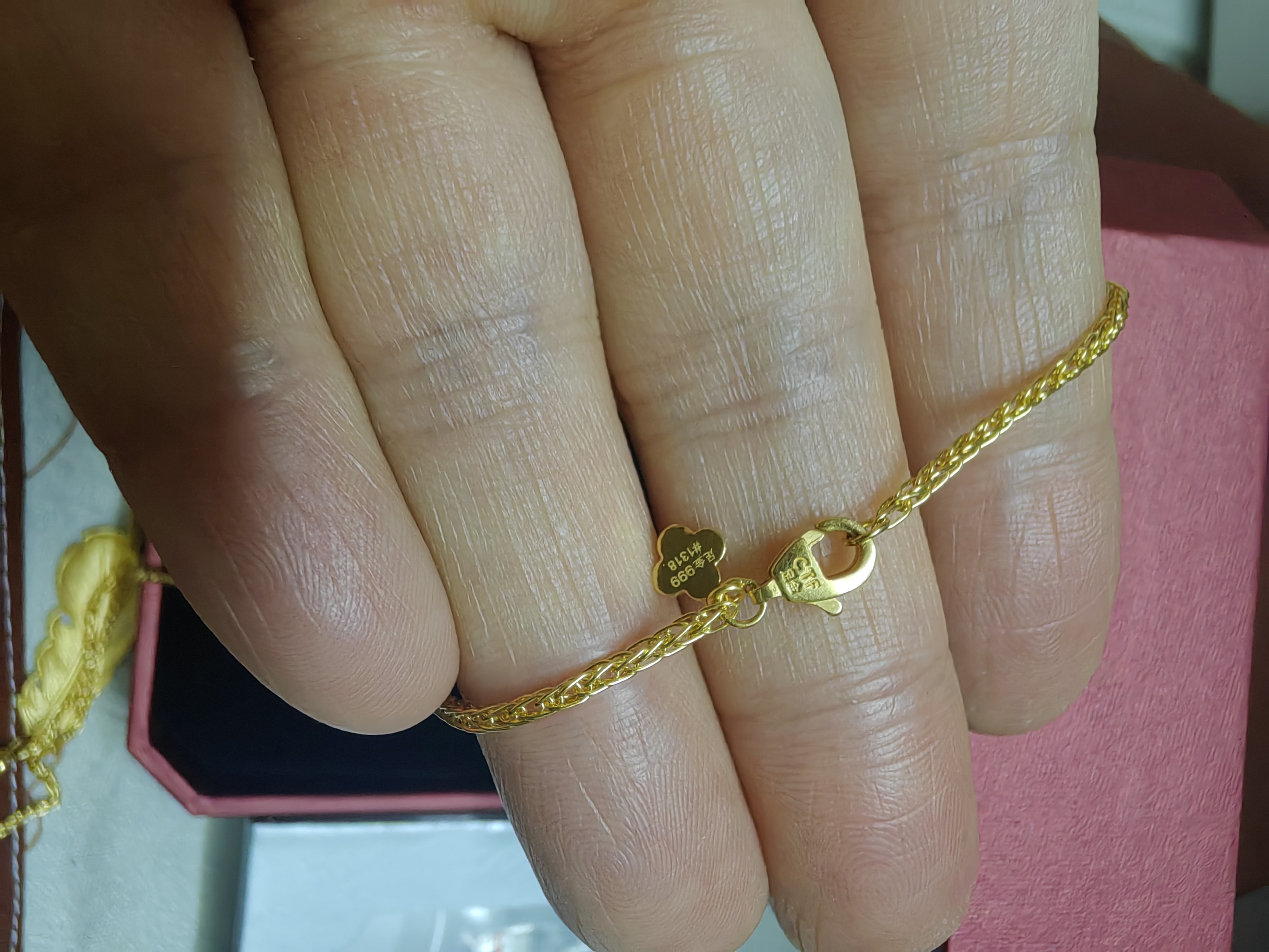 周大福中版肖邦链素链黄金项链男女45cm约5.75g EOF1604生日礼物 实拍图