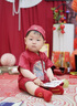 G.duck小黄鸭一周岁礼服男宝宝抓周衣服女婴儿百天满月唐装中国风套装 红色三件套 90 尺码1~2岁【 80-90cm】 实拍图