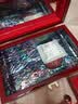 锦贝传说螺钿漆器首饰盒高档中式三金珠宝饰品收纳盒礼金盒结婚情人节礼物 【描彩】喜鹊登梅【满贝底-鱼锁】【红色】 实拍图