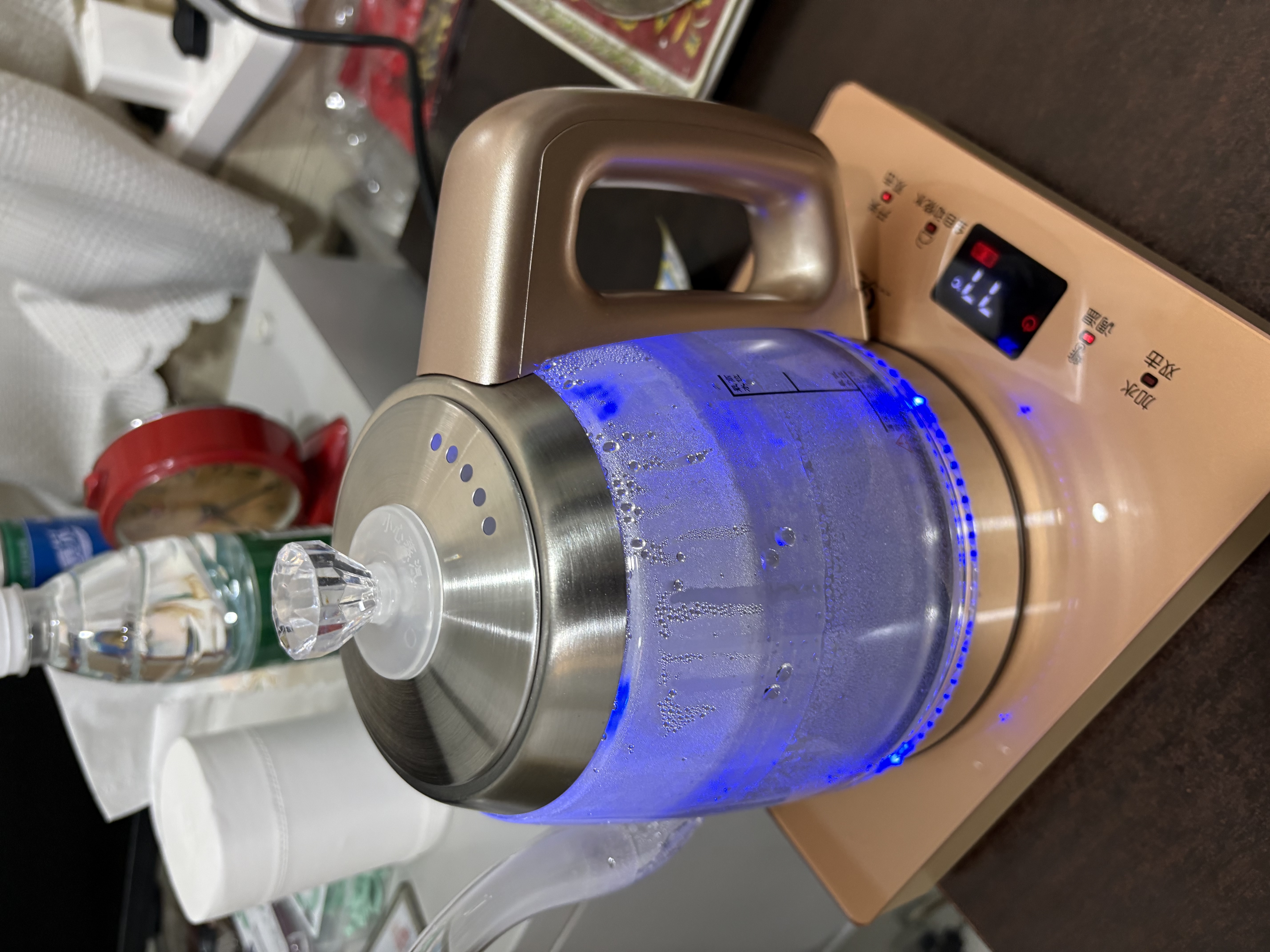 友家铺子（Biooner）全自动上水电热水壶茶台烧水壶专用一体茶桌茶几保温泡茶具电茶炉 1L 金色 实拍图