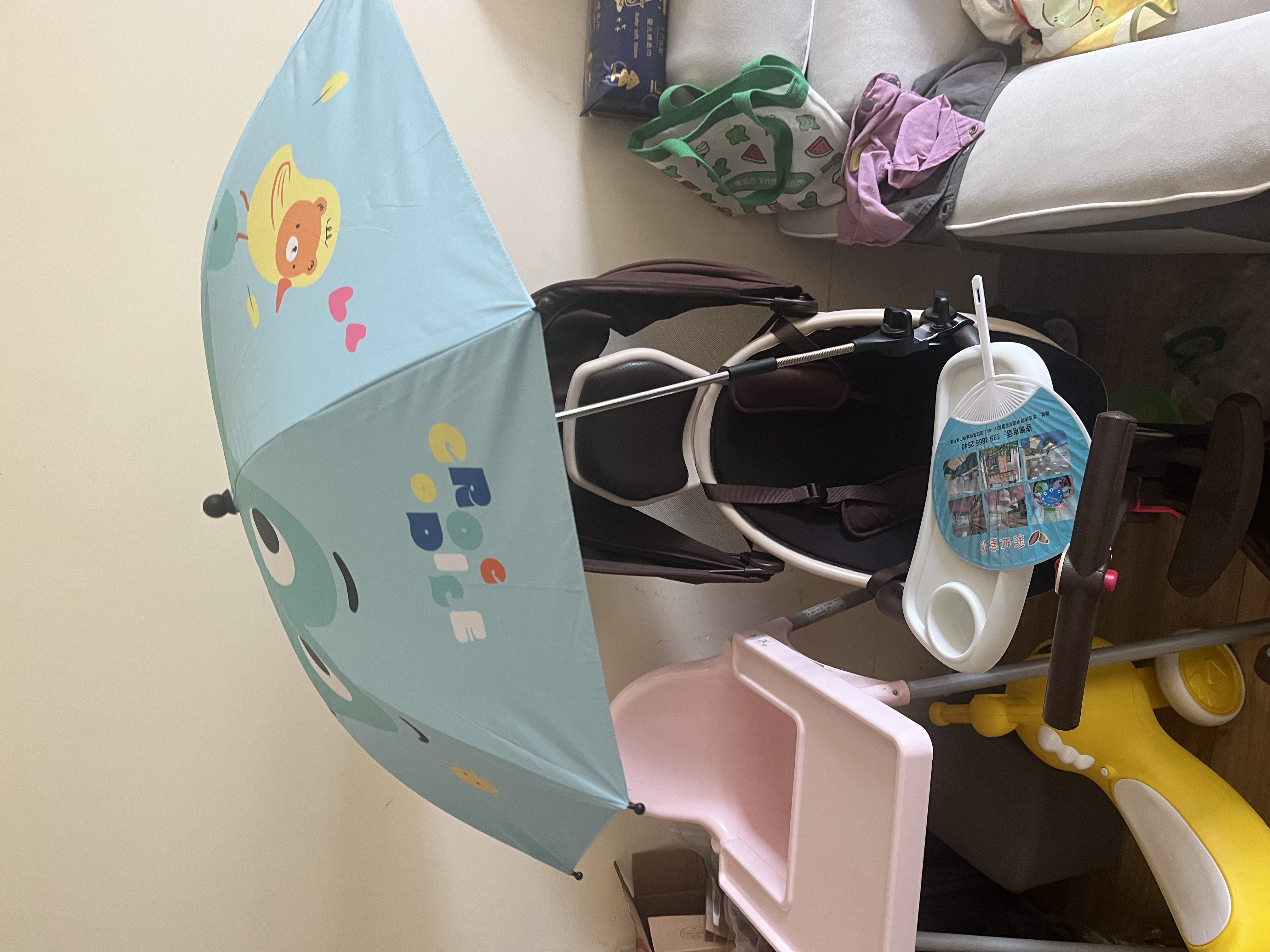 COOKSS婴儿车遮阳伞宝宝口袋遛娃神器推车幼儿童车通用太阳防晒雨伞两用 鳄鱼宝贝-【送支架+手柄】 实拍图