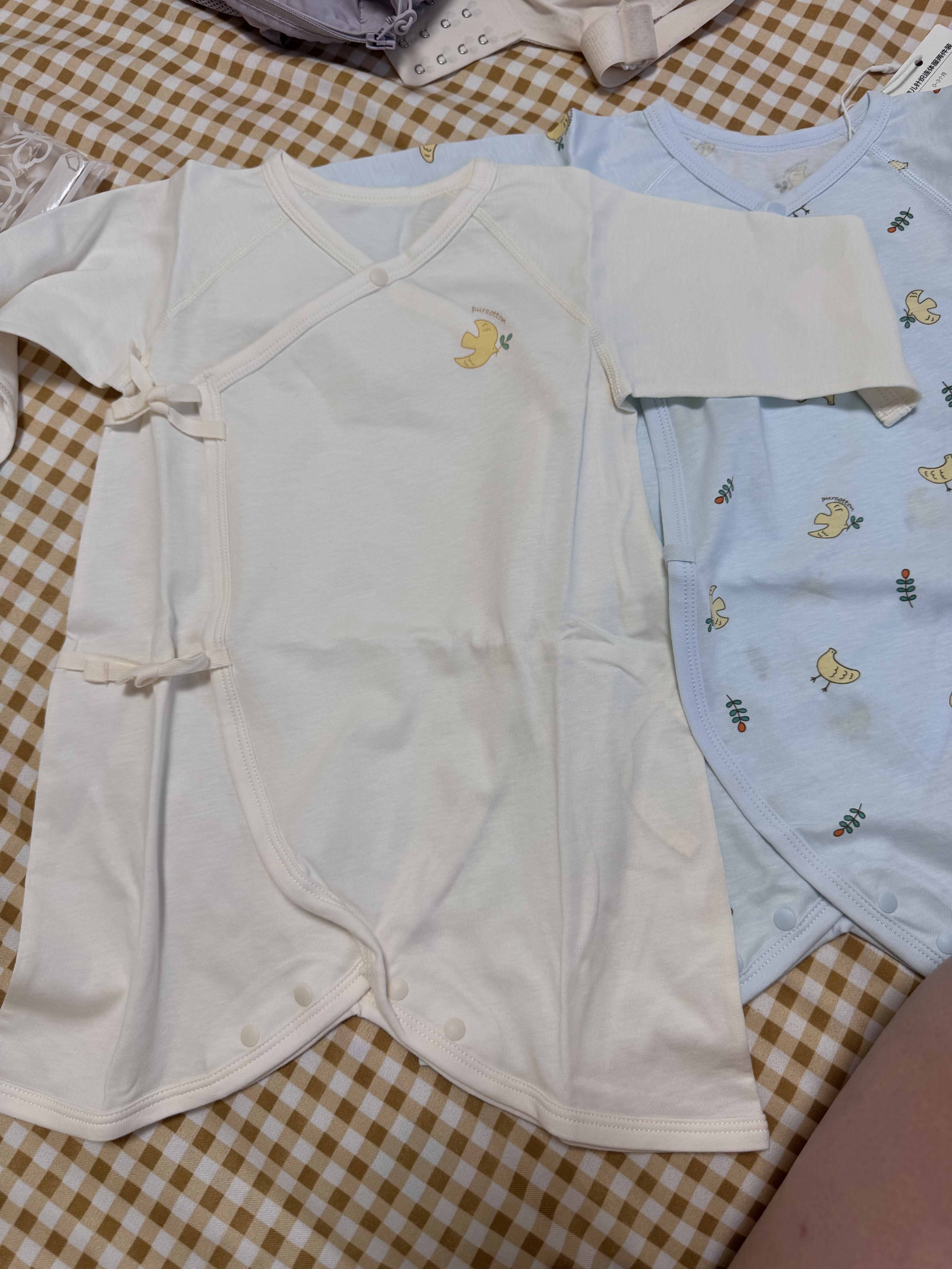 全棉时代新生儿衣服婴儿针织蝴蝶衣纯棉四季连体服【京东专供】 连+白59码 实拍图