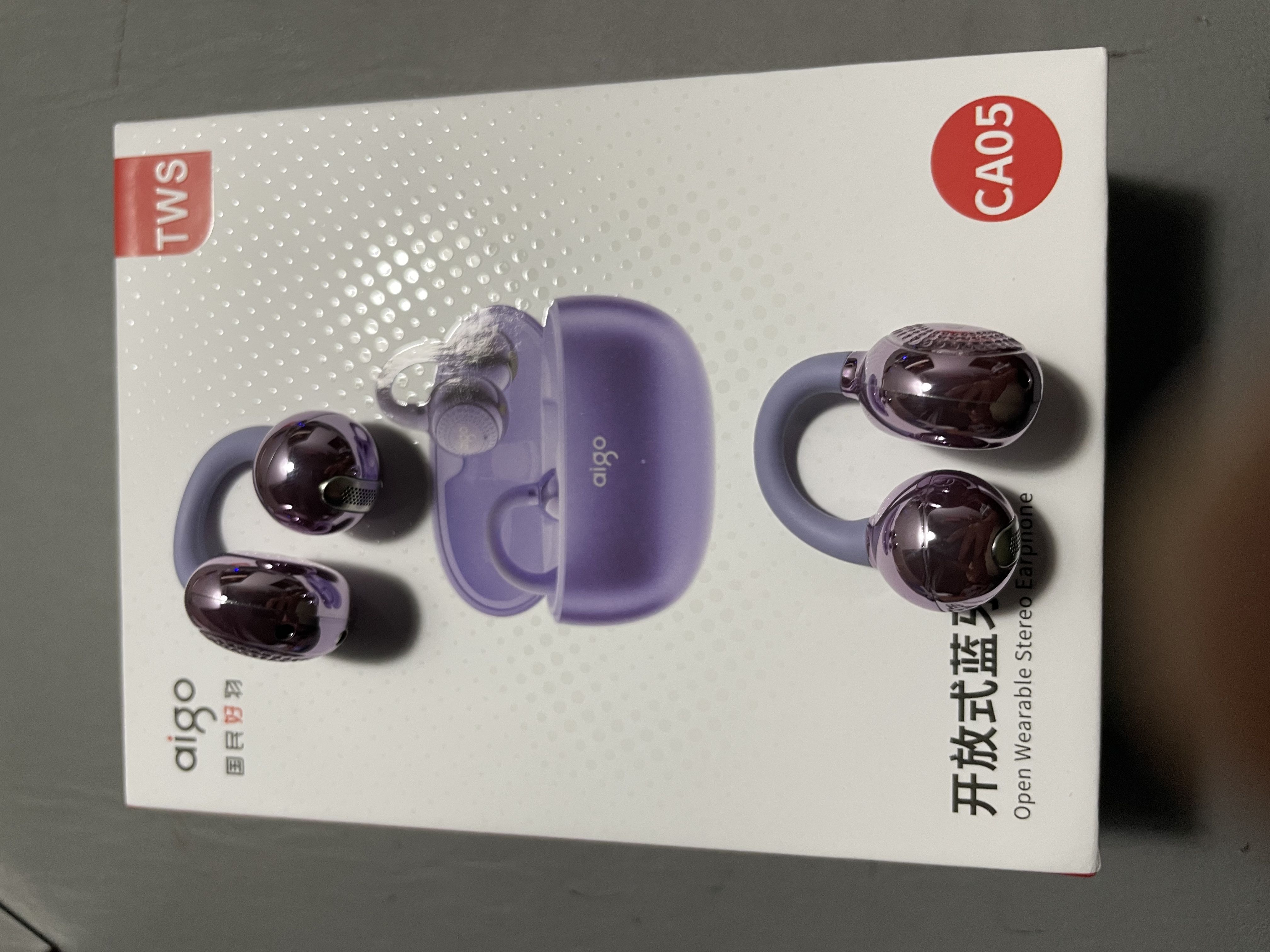 爱国者（aigo）蓝牙耳机骨传导概念耳夹开放式柏林之声真无线不入耳运动跑步降噪儿童排行前十CA05紫 实拍图