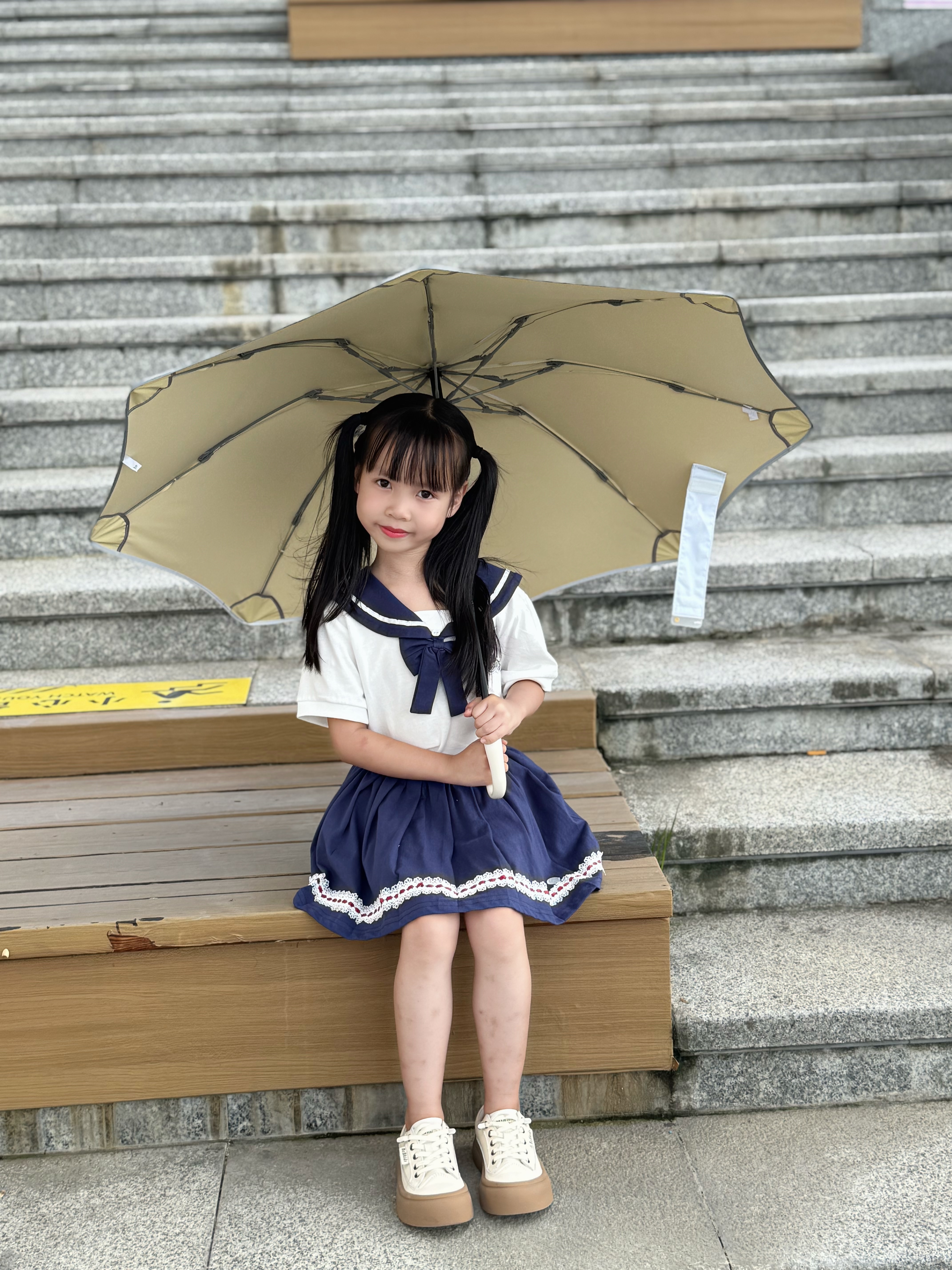 七麦麦三折晴雨伞儿童伞学生伞安全圆角太阳伞遮阳伞防晒伞男女孩雨伞粉 实拍图