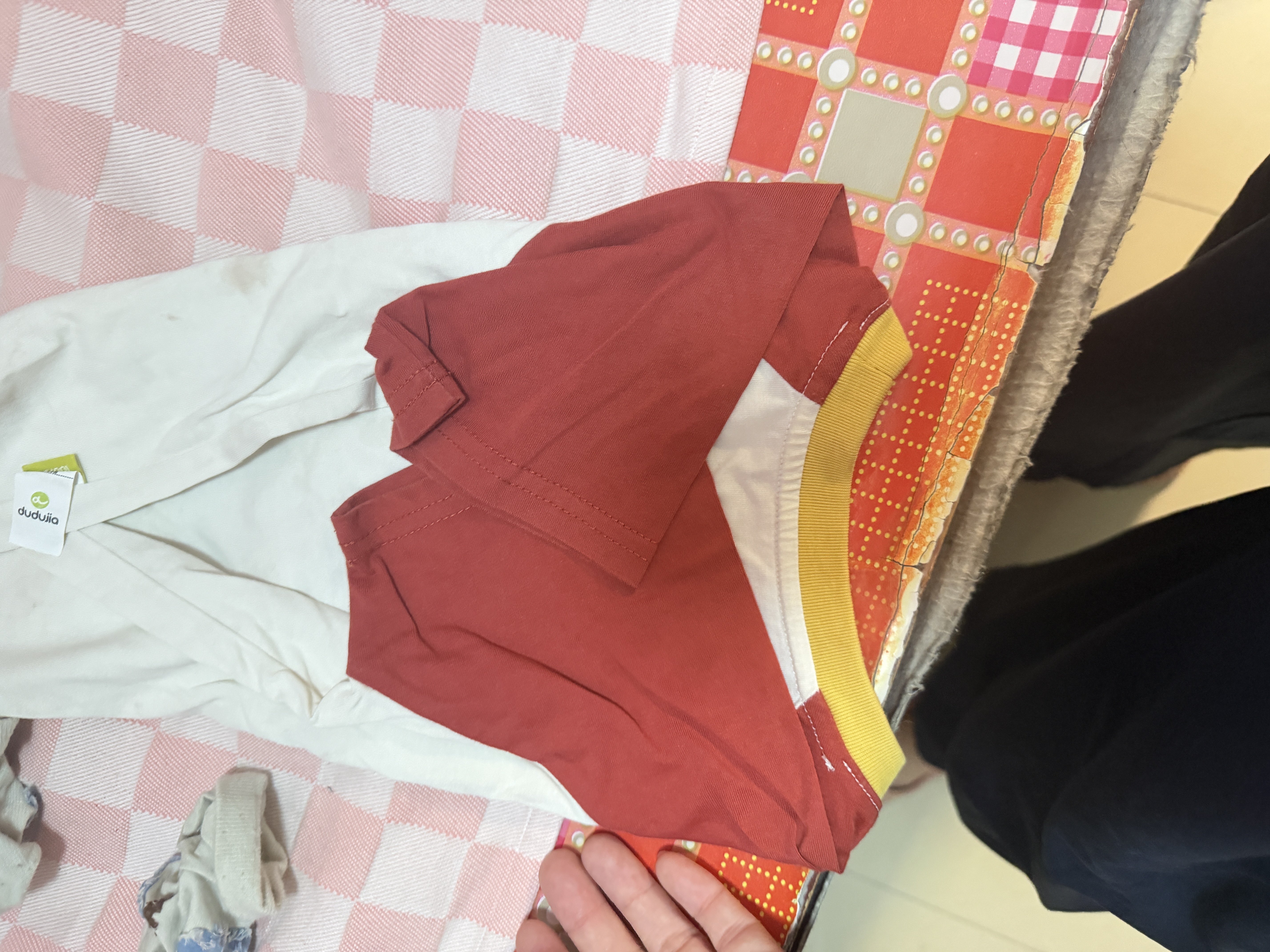 嘟嘟家[两件装]儿童短袖夏装透气男童T恤卡通女童上衣宝宝衣服 红色 100 实拍图