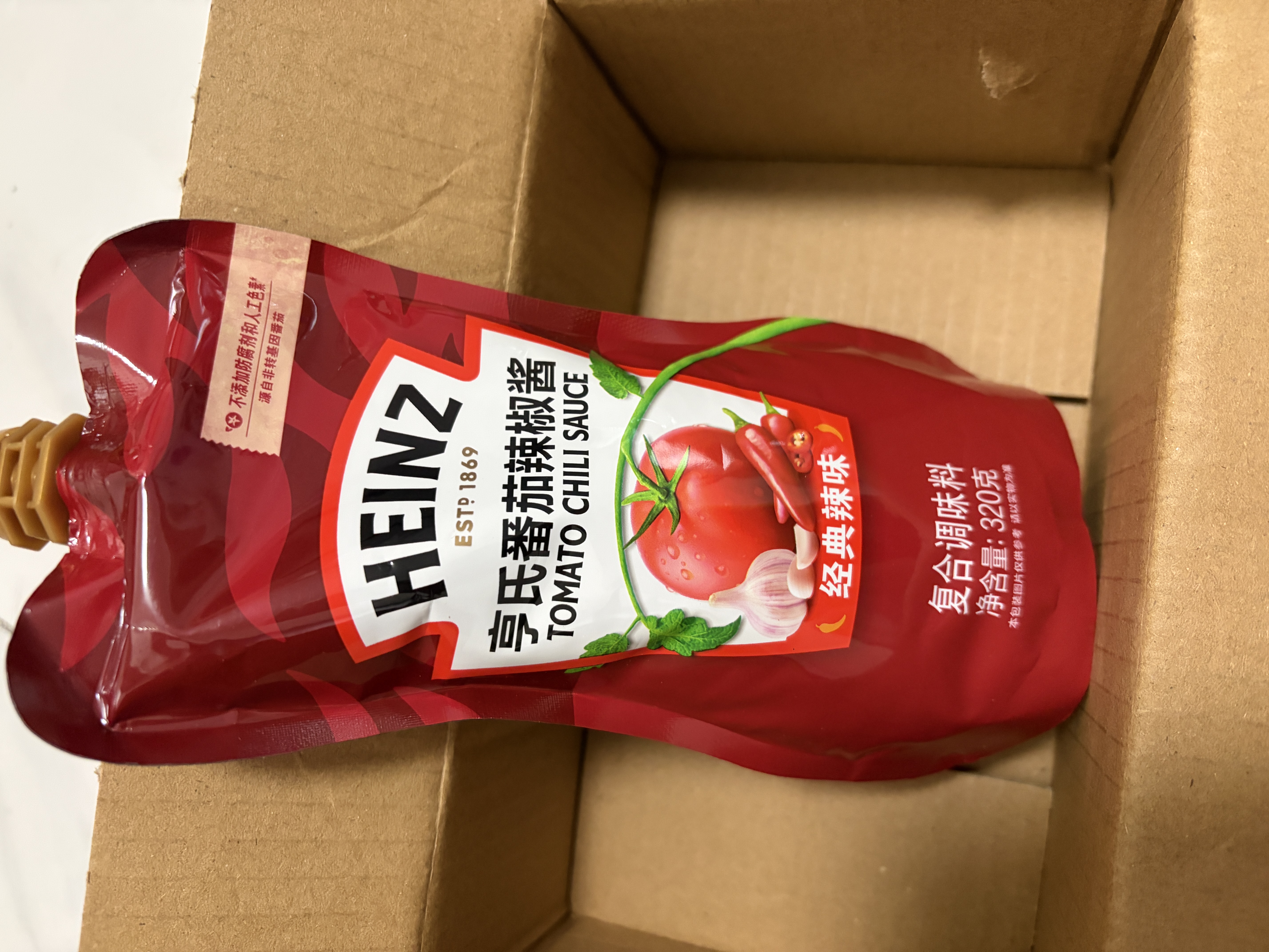 亨氏（Heinz）番茄辣椒酱 袋装番茄辣椒酱 薯条披萨意面酱 320g 实拍图