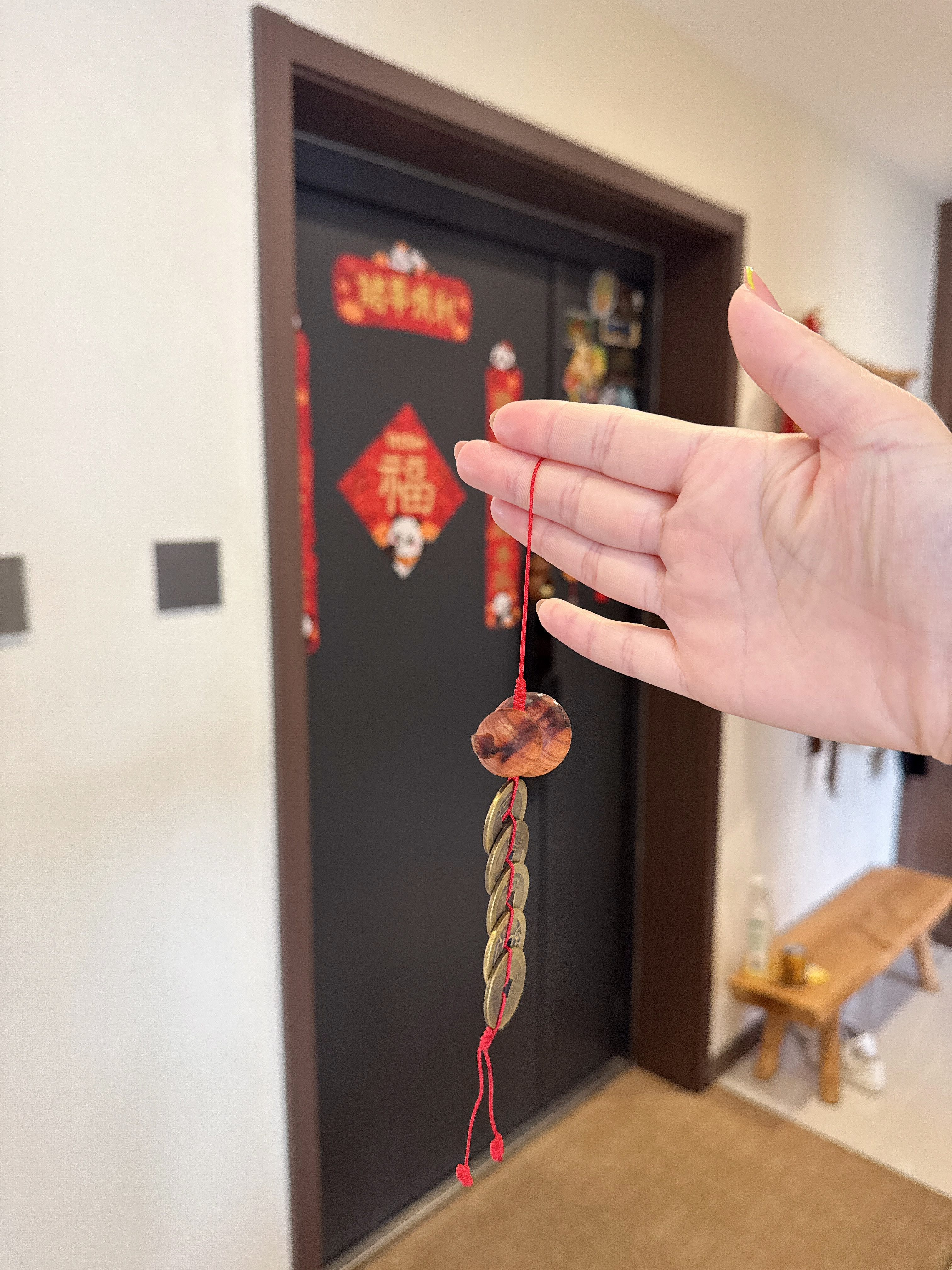 缤越雷击桃木葫芦五帝钱挂件入户门真桃木文玩铜钱护身客厅挂饰 1串装 实拍图