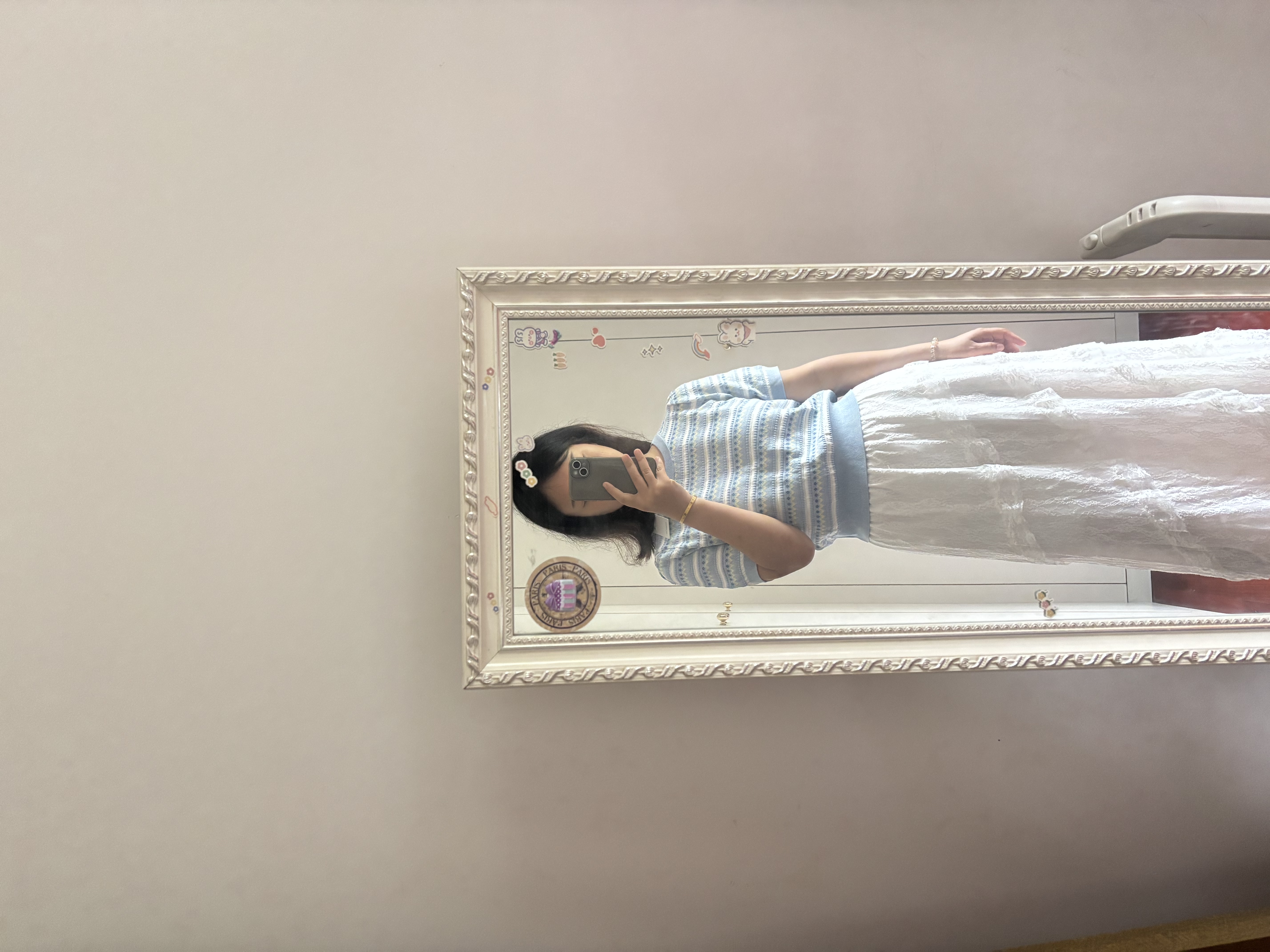 茵曼【秀场同款】索罗纳凉感条纹短袖女26夏针织衫上衣蓝色L 实拍图