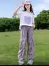 贝孩趣儿童女童t恤夏装套装时髦运动童装夏款女孩中大童夏衣服两件套潮 26515绣小猫短袖+裤子 150 码(建议身高140-150厘米) 实拍图