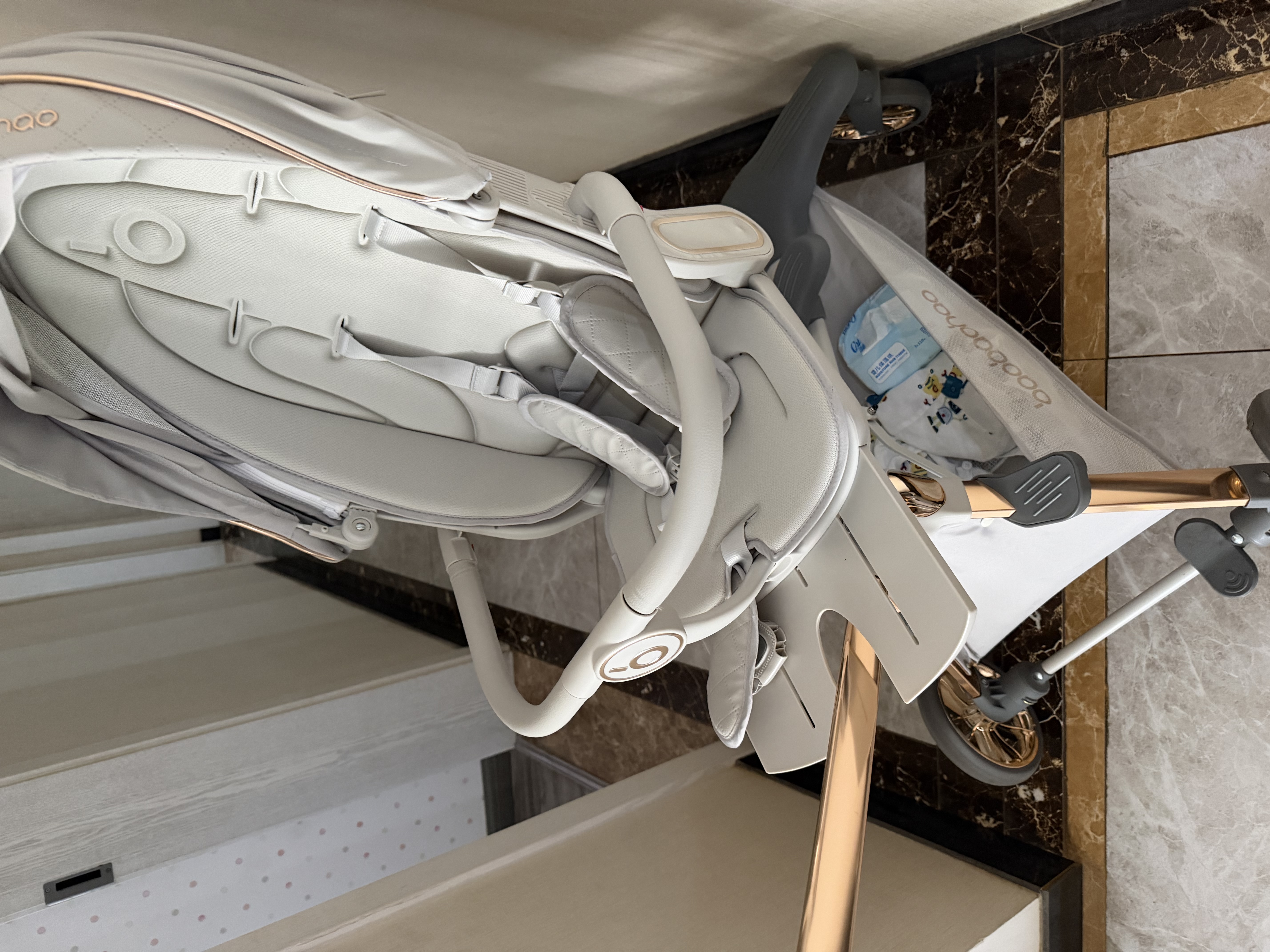 宝宝好溜娃神器轻便折叠手推车遛娃车可躺高景观婴儿推车 V16婴儿车 V16C明星款浅金版PLUS皮蓬【晒图有奖】 实拍图