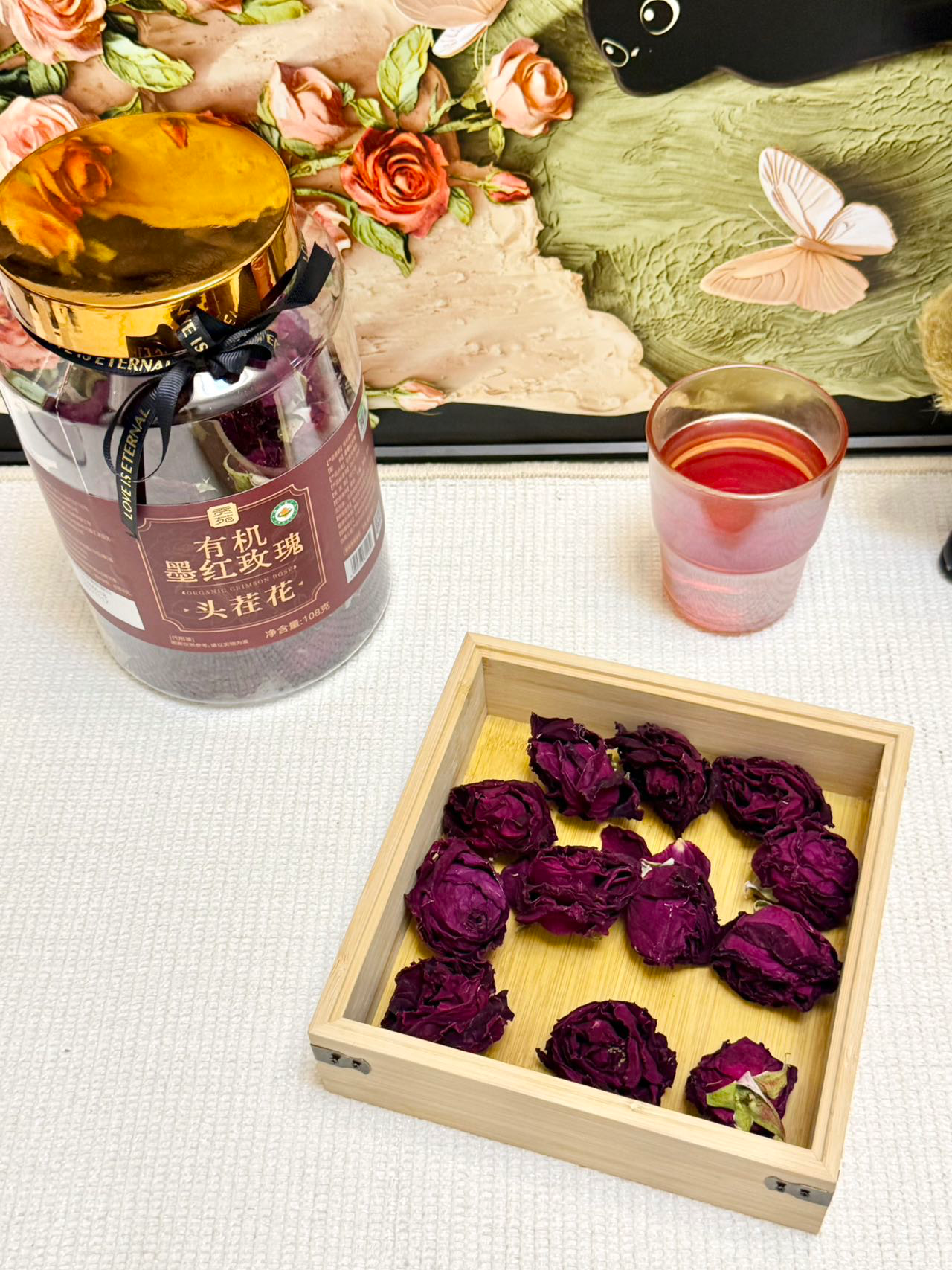 贡苑有机头茬冻干墨红玫瑰花茶108g 云南特产大朵花干无硫磺伴手礼 实拍图