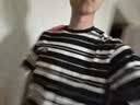 李宁纯棉圆领宽松短袖文化衫男女同款条纹拼色休闲运动上衣ATSV515 实拍图