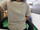太平鸟女装小香风T恤女短袖夏直筒宽松圆领撞色针织上衣 粉色粗条纹  S  实拍图