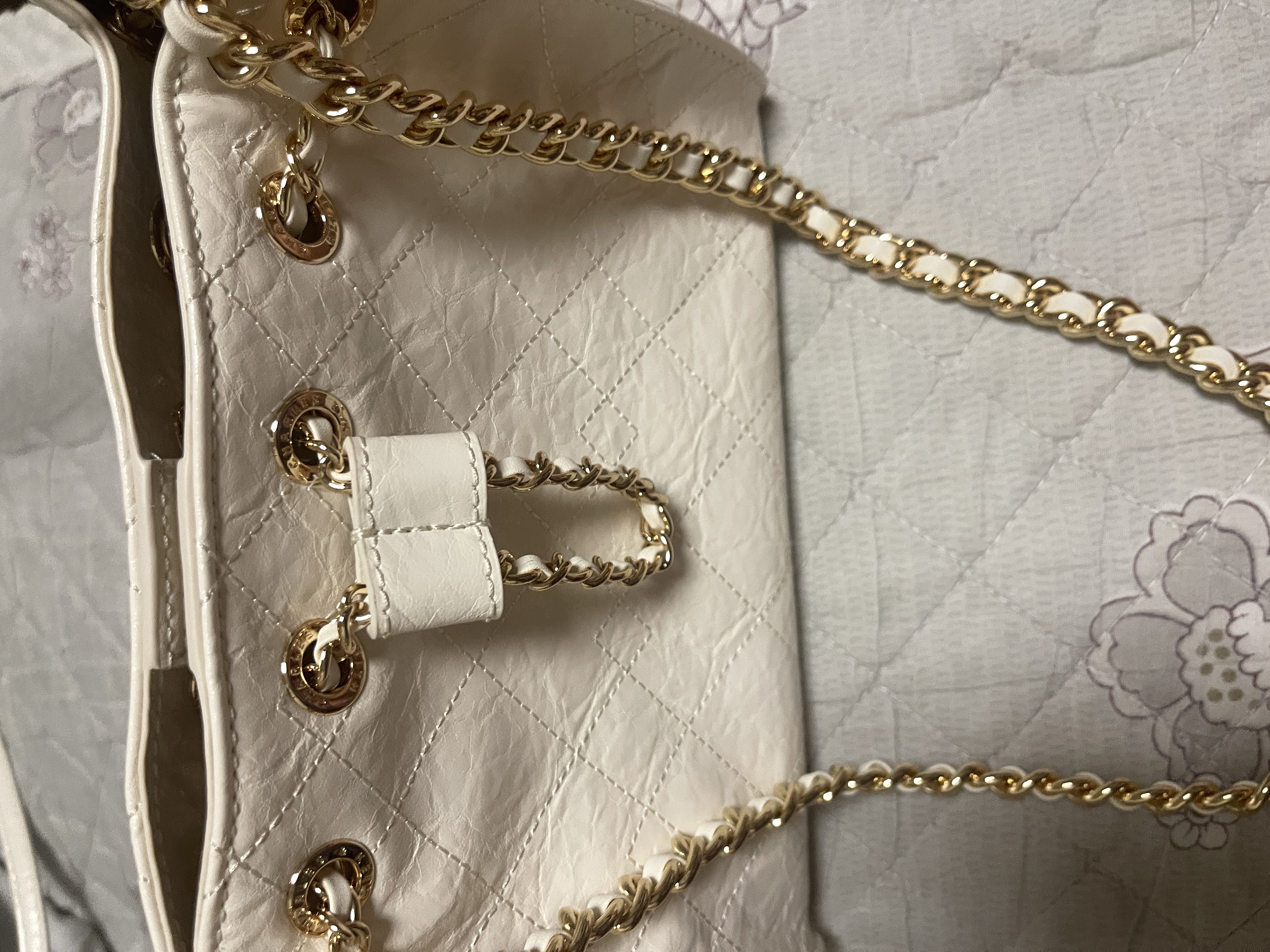 CHARLES&KEITH26夏季新品菱格链条单肩水桶包斜挎包生日礼物送女友CK2-10671894 Cream奶白色 M 实拍图