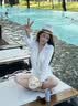 南木熊泳衣女2026新款v领性感纯欲显瘦比基尼三件套长袖海边度假泳装 白色V领三件套泳衣 均码 【90-140斤】 实拍图