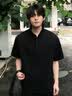 Shelley Jones美式正肩polo衫短袖男夏季高级感亨利领t恤cleanfit重磅解构半袖 黑色 【高品质】 XL 身高175-180cm体重140-155斤 实拍图