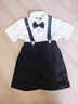 罗蒙男童礼服夏季儿童毕业演出服幼儿园背带裤花童 黑色套装 130 实拍图