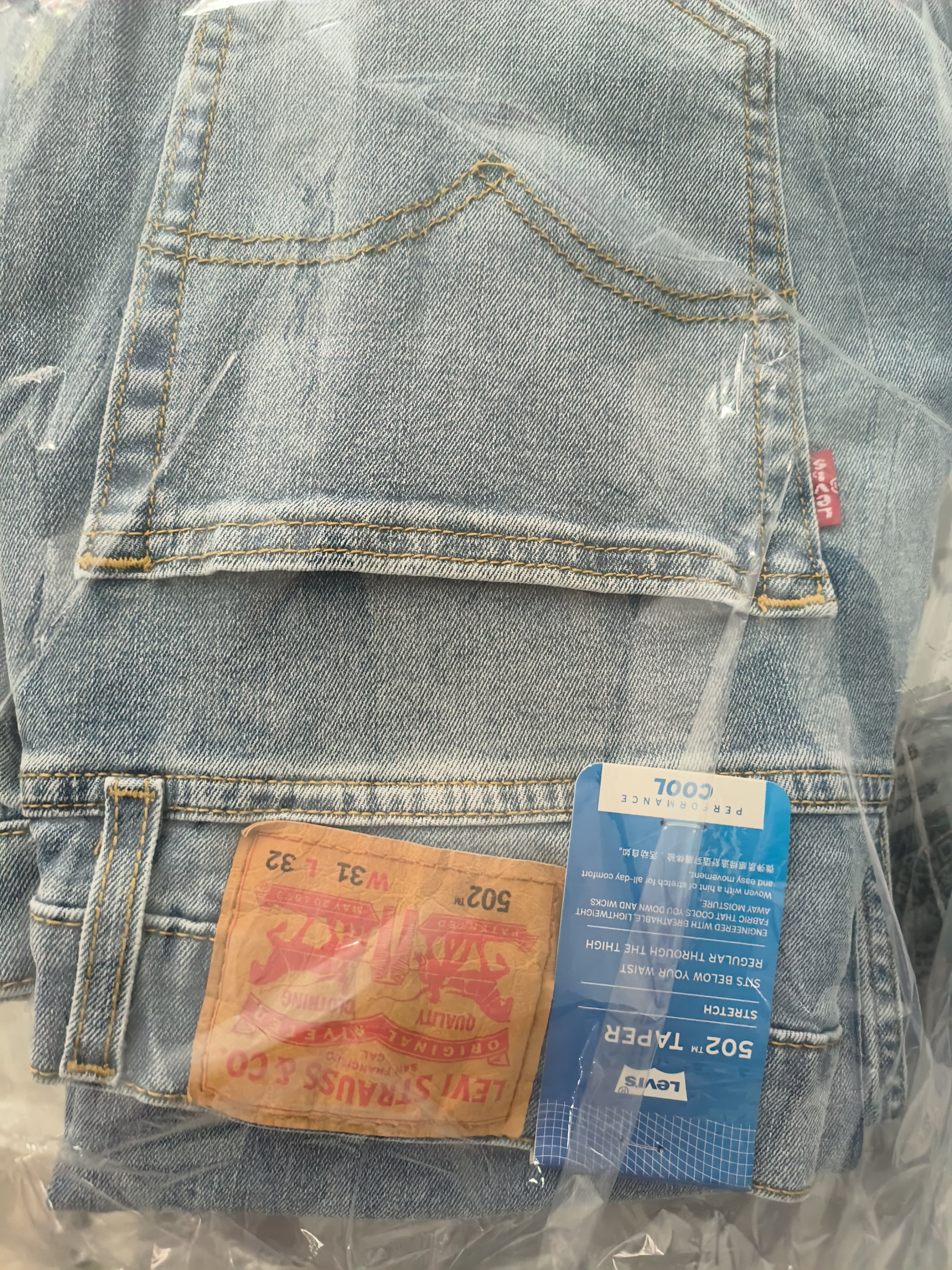 Levi's李维斯冰酷系列牛仔裤男凉感防晒美式复古502锥型牛仔裤夏薄款 浅蓝色 31 (32) 实拍图