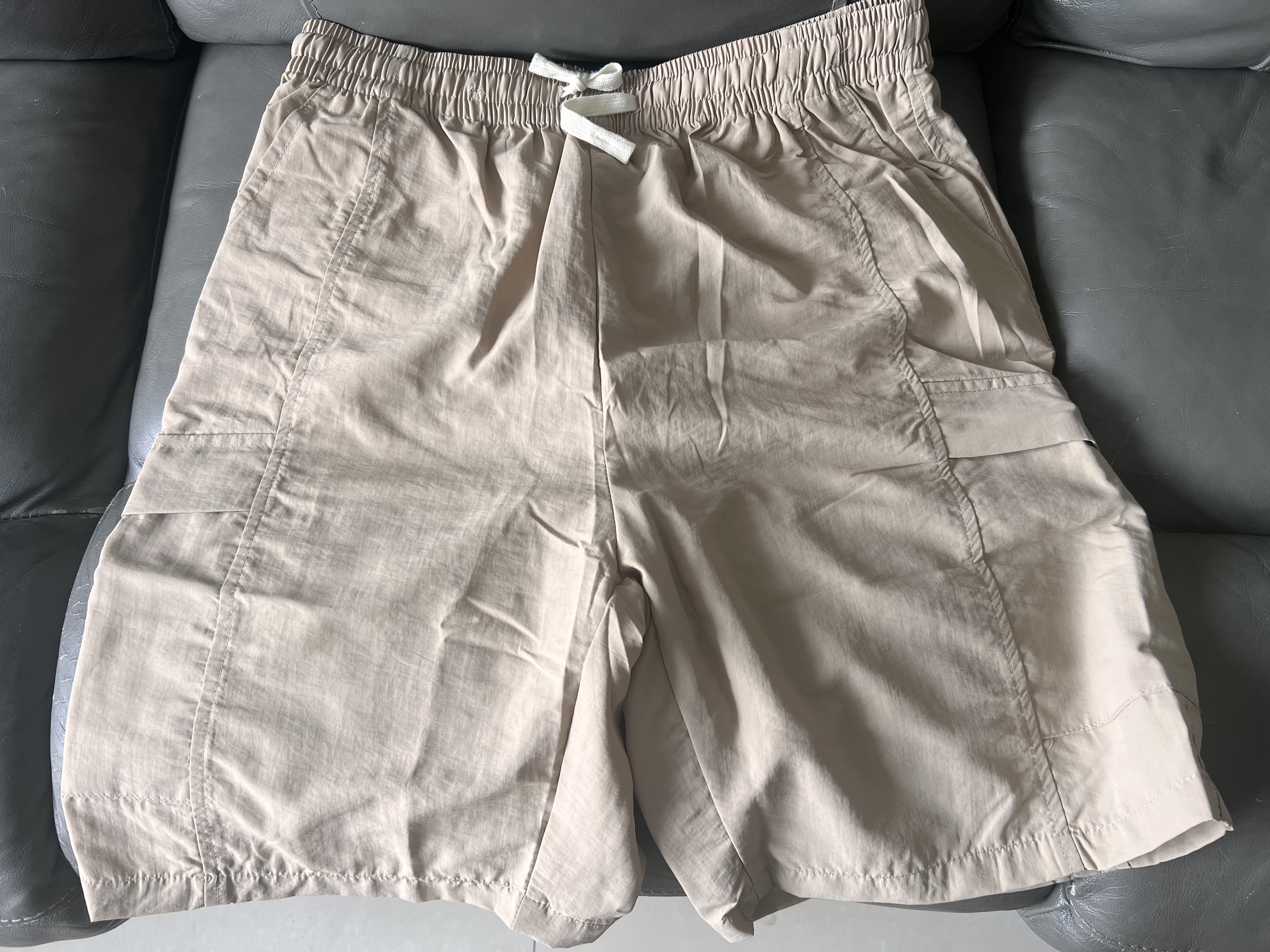 Wassup Sohot短裤男夏季冰丝凉感工装裤男潮流休闲五分裤 卡其色 4XL 实拍图