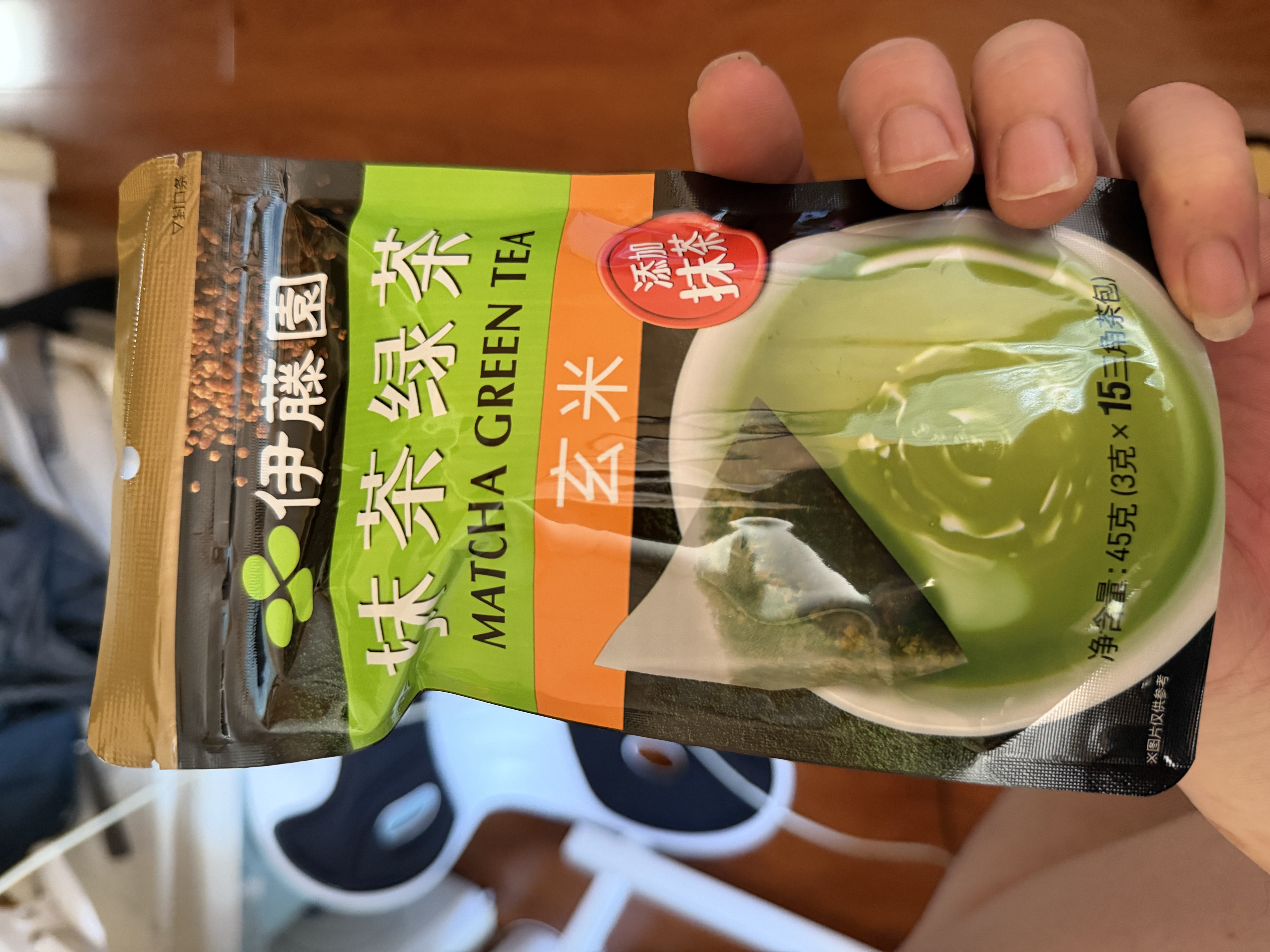 伊藤园（ITOEN）抹茶绿茶（玄米）茶包 45g（3g*15包）养生茶三角小包装无糖  实拍图