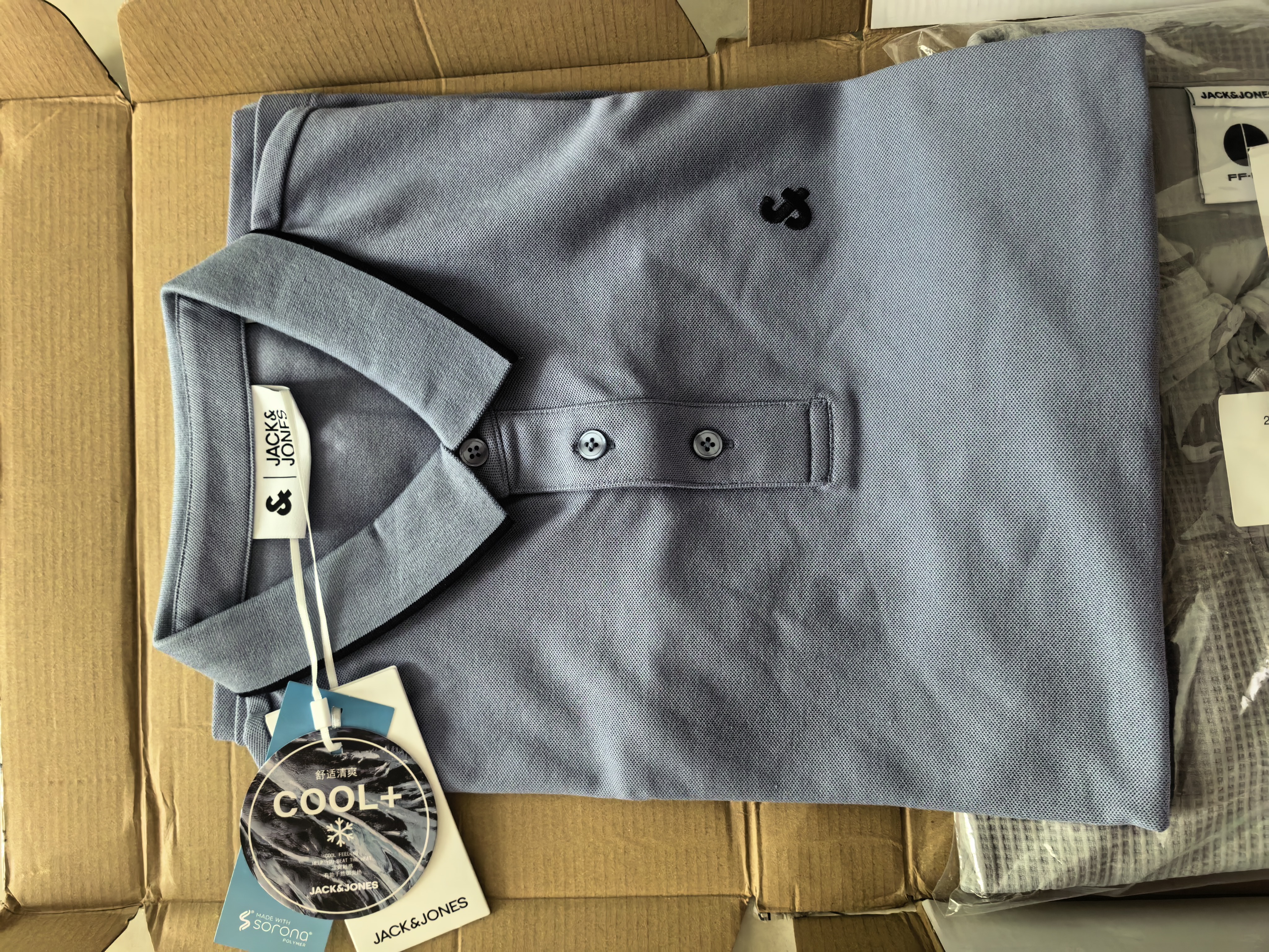 杰克·琼斯（JACK&JONES）26年新款polo衫男士夏季撞色翻领商务休闲刺绣logo短袖T恤男装 水洗蓝E39 M 175 实拍图