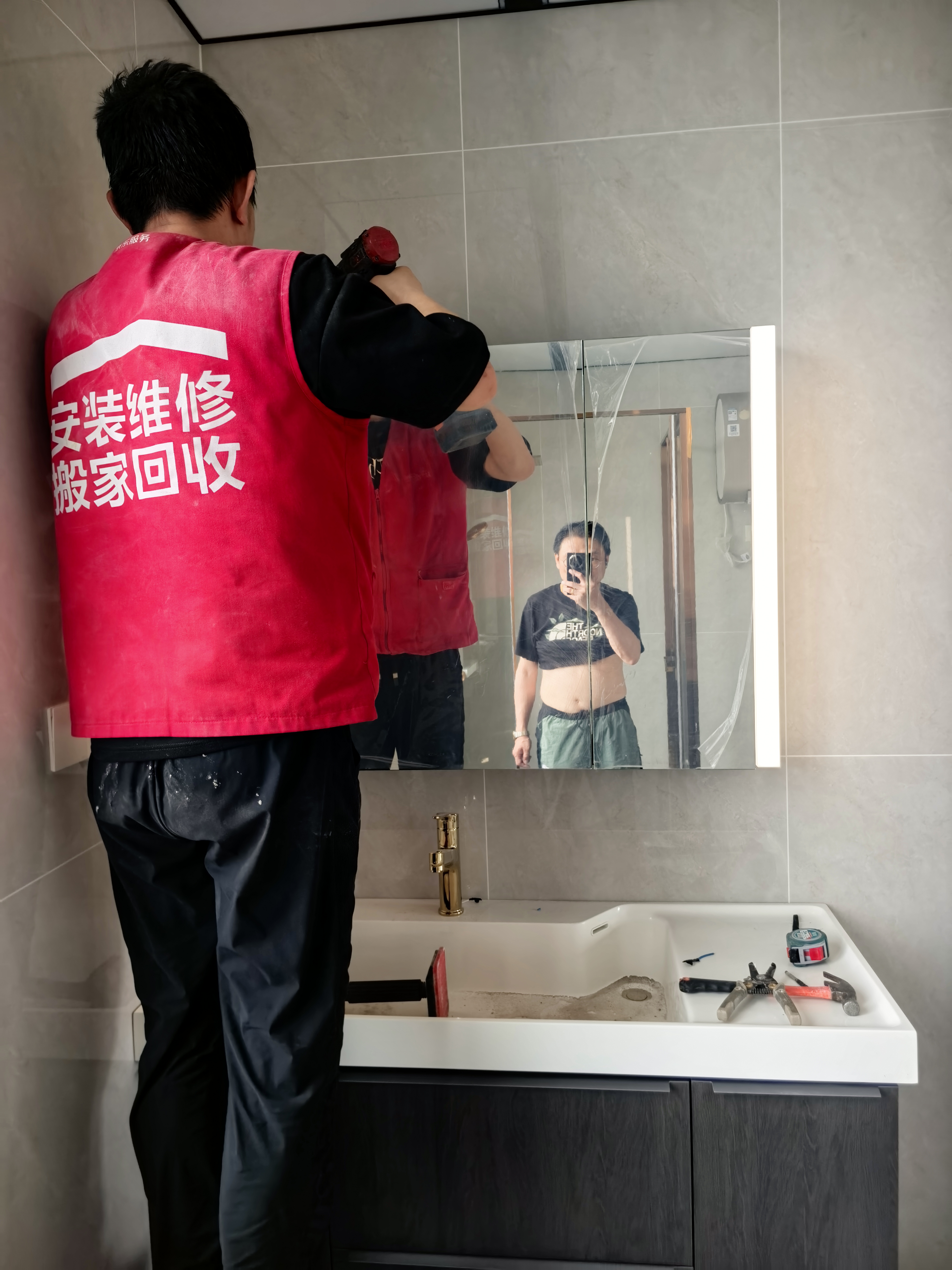 科勒（KOHLER）博纳浴室柜智能镜柜组合家具多功能室柜洗漱台浴室家具900MM20020 映尚镜柜+博纳浴室柜60cm 实拍图