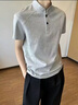7家优品美式亨利领t恤男士夏季新款简约高级polo短袖7Y15 白灰色 XL 实拍图