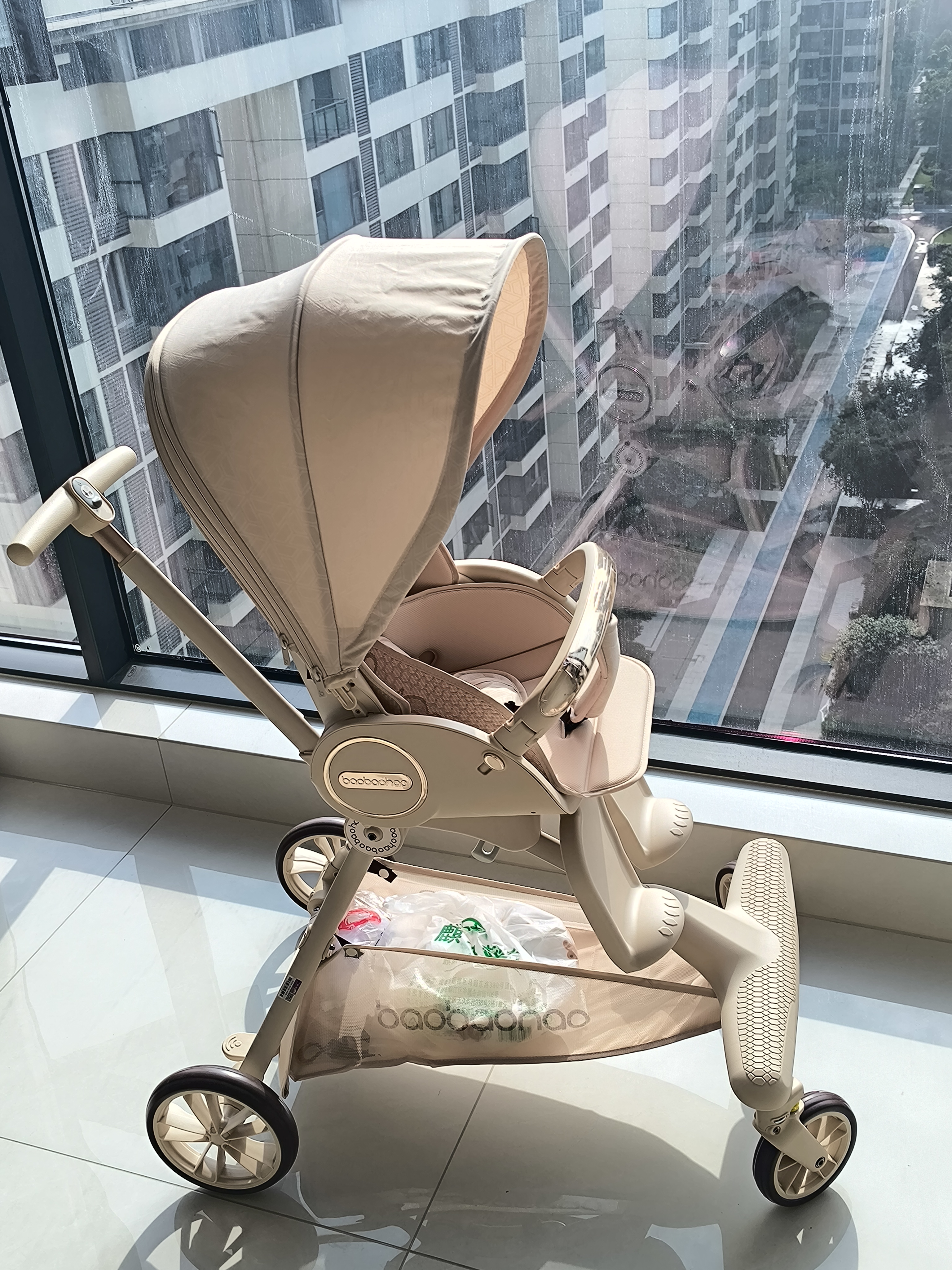 宝宝好V9遛娃神器双向高景观溜娃神器可坐可躺婴儿车轻便折叠宝宝遛娃车 V9-C（网红奶油）+晒单礼+大礼包 实拍图