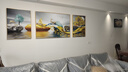 Sixpoetry 客厅装饰画现代简约沙发背景墙壁画轻奢三联晶瓷画大气高档挂画 福禄生辉（铝合金外框） 镶钻画左右60*80+中间120*80亮面 实拍图