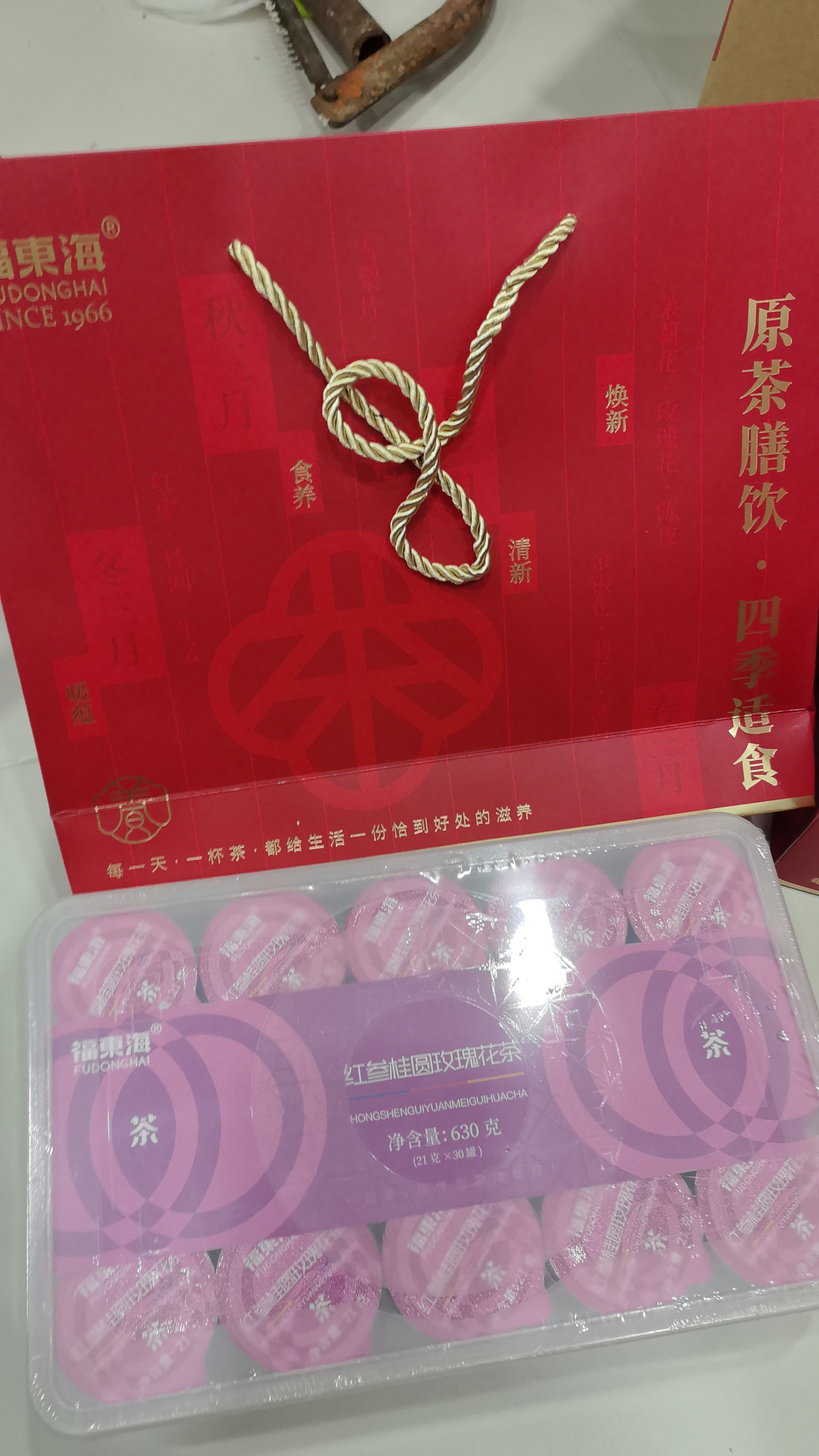 福东海【特添阿胶+红参】24味红参玫瑰元气茶气血女性滋补品花茶630克 实拍图