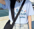 回力短袖t恤女2026新款夏季时尚高级感蓝色体恤宽松显瘦纯棉正肩半袖 实拍图