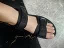 红蜻蜓凉鞋女士夏季透气厚底软底休闲户外运动沙滩鞋女WTK240721黑色40 实拍图