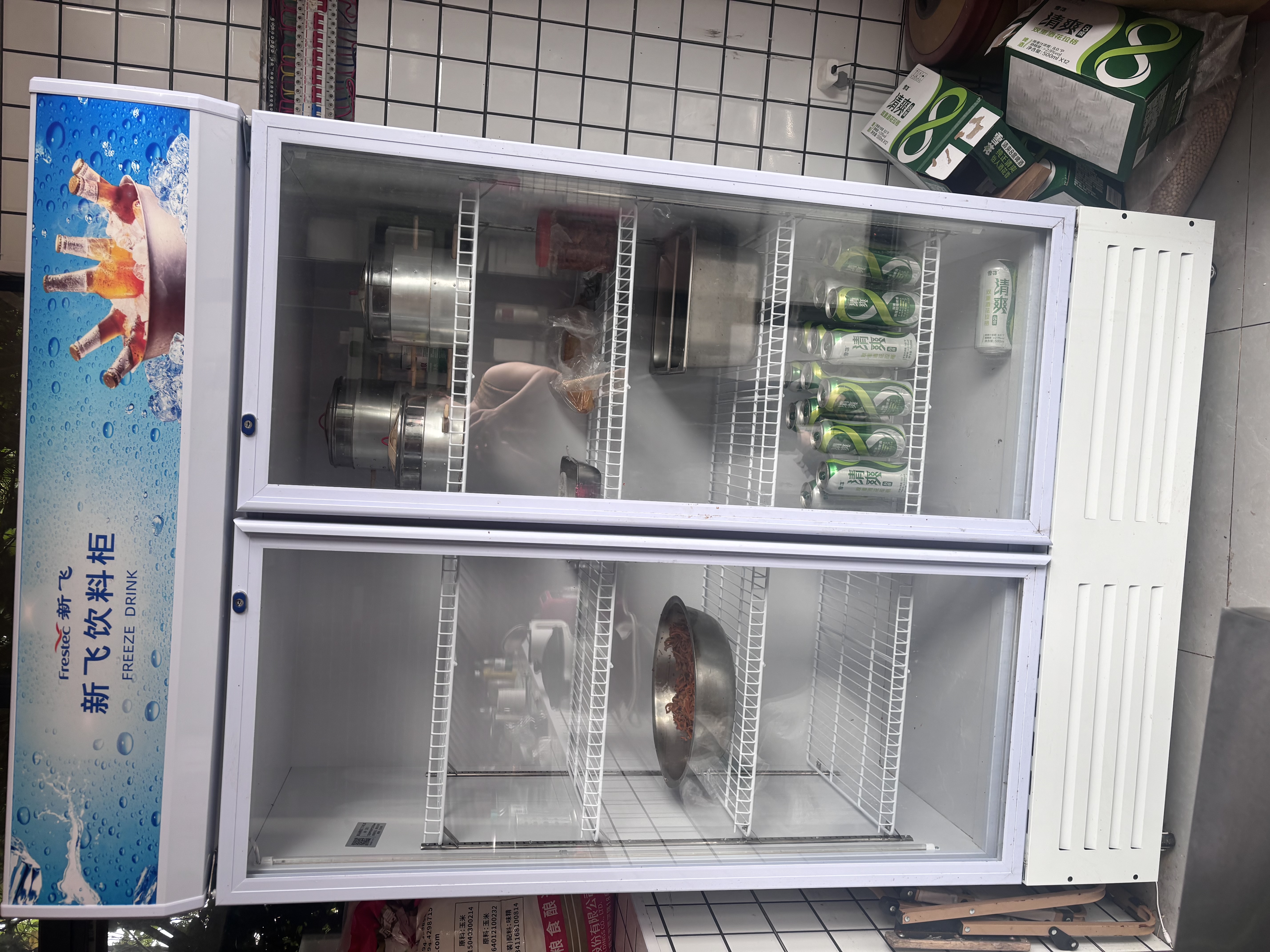 新飞 （Frestec）新飞680L展示柜冷藏保鲜柜酒水饮料冰柜冷藏酒店冷藏保鲜柜超市微霜立式冷柜双门下机直冷蓝白 实拍图