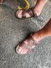 稻草人头层牛皮沙滩凉鞋男士透气套脚拖休闲 棕色 42 实拍图
