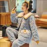 嘉麒睡衣女冬季加厚加绒加棉三层夹棉珊瑚绒女士家居服法兰绒保暖棉袄 119天蓝 L码165 建议体重100-120斤 实拍图