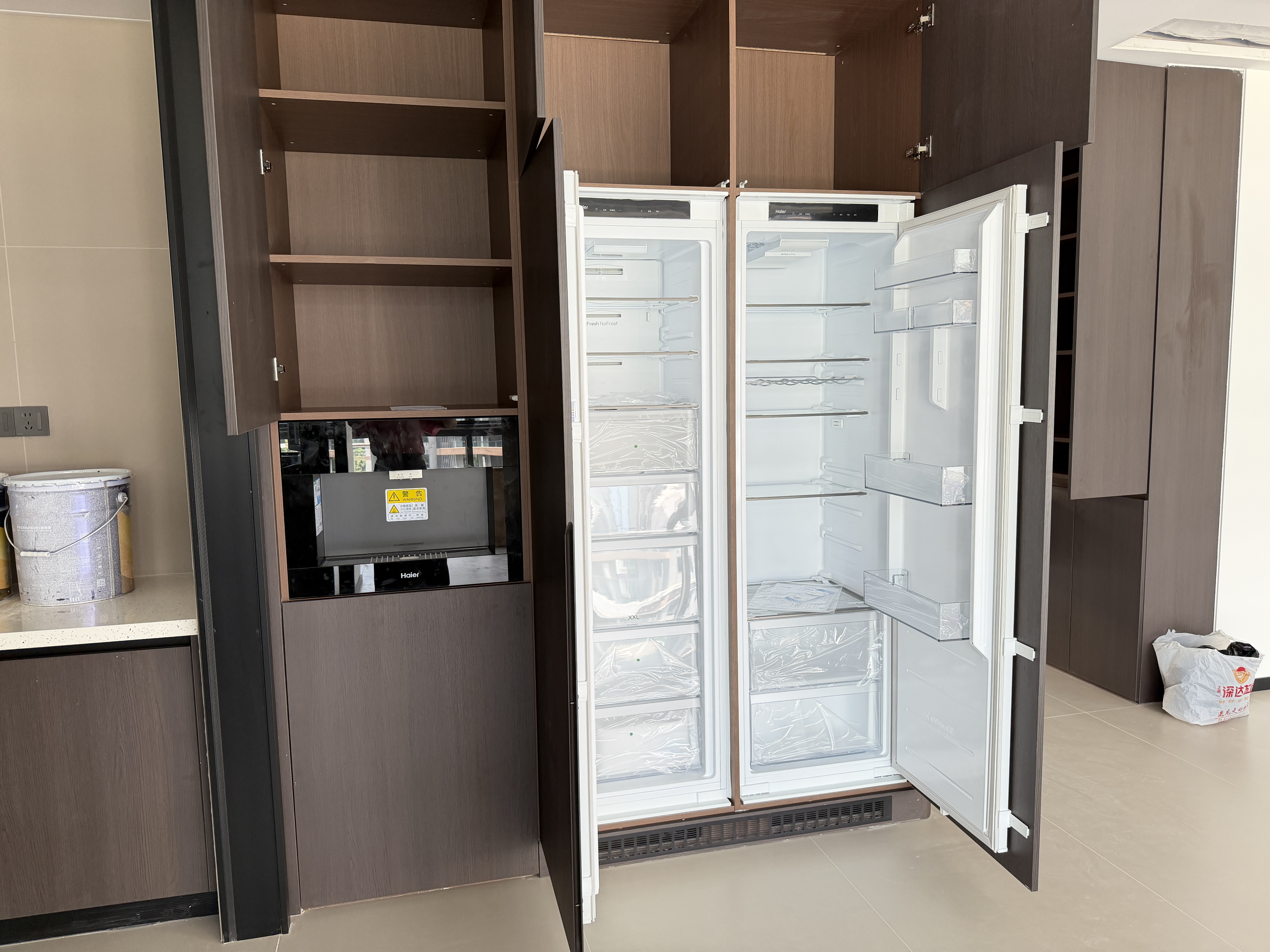 海尔新款【玉兰花】全嵌入式冰箱对开门全冷藏全冷冻冰箱一级能效内嵌镶嵌式变频风冷无霜超薄双开门 冷藏+冷冻组合 实拍图